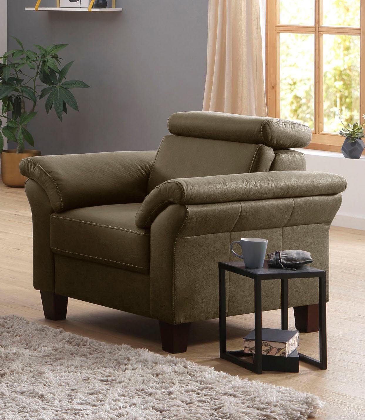 Home affaire Fauteuil Arngast Inclusief verstelbaar hoofdeind en binnenvering fauteuils maat Luxe-microvezel leer-look groen