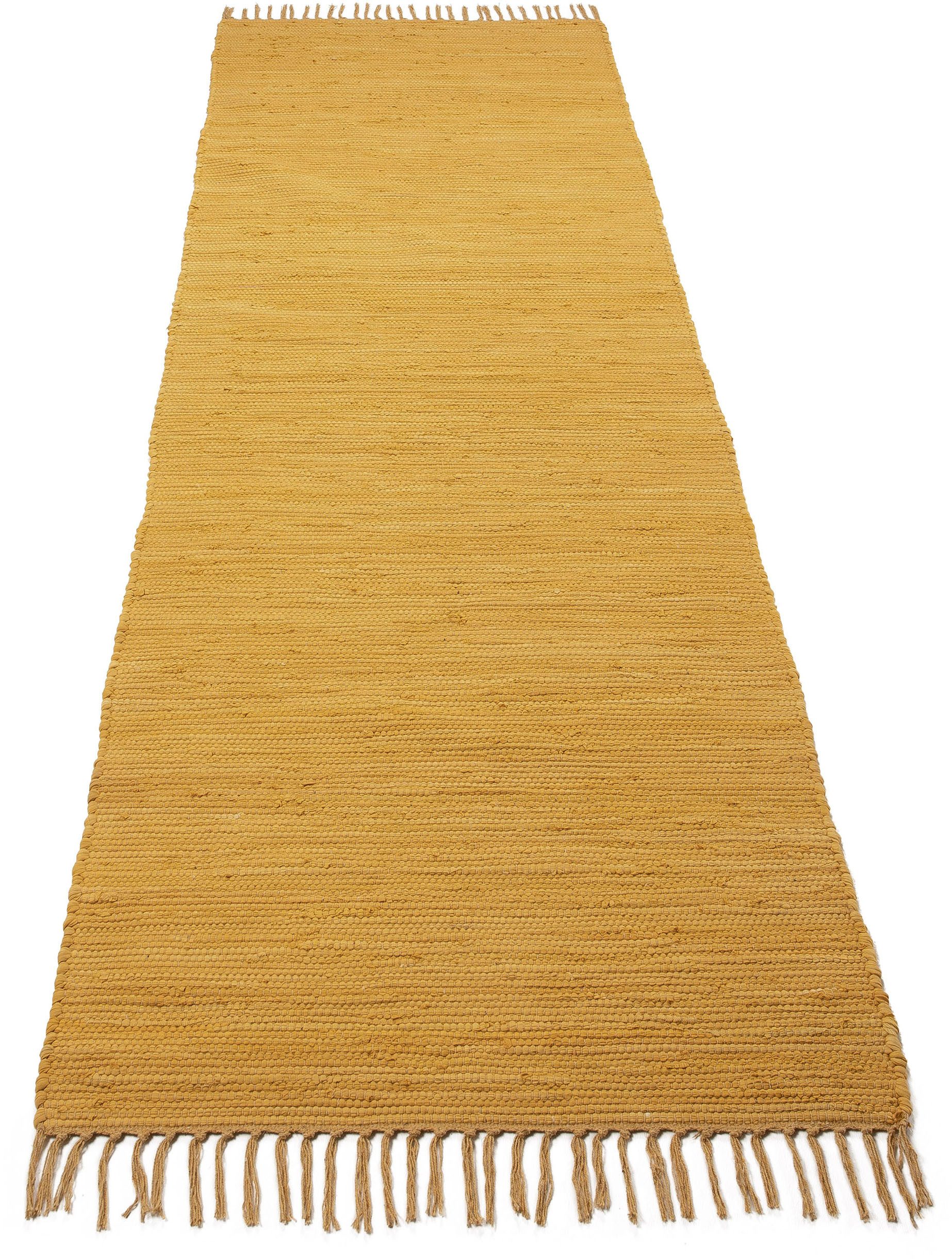 carpetfine Vloerkleed Kelim Chindi uni Tweezijdig te gebruiken kleed, puur katoen, met de hand geweven, unikleuren, met franje