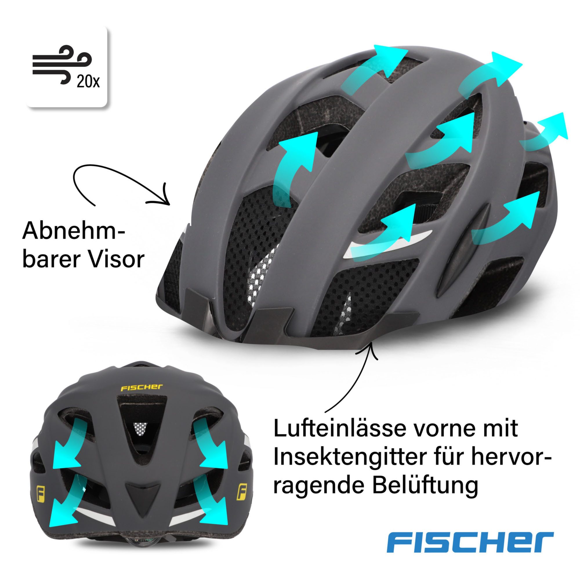 Fischer Fietshelm Urban Levin S/M Verstelbaar binnenring-systeem, met geïllumineerd binnenring-systeem