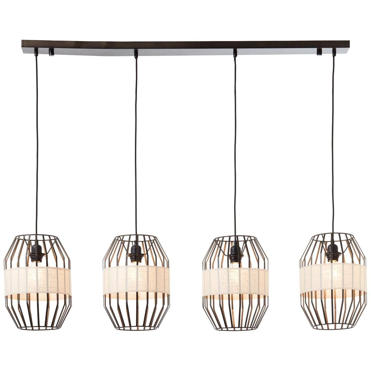 Brilliant Leuchten Hanglamp Slope 4 fittingen zwart/naturel (1 stuk)