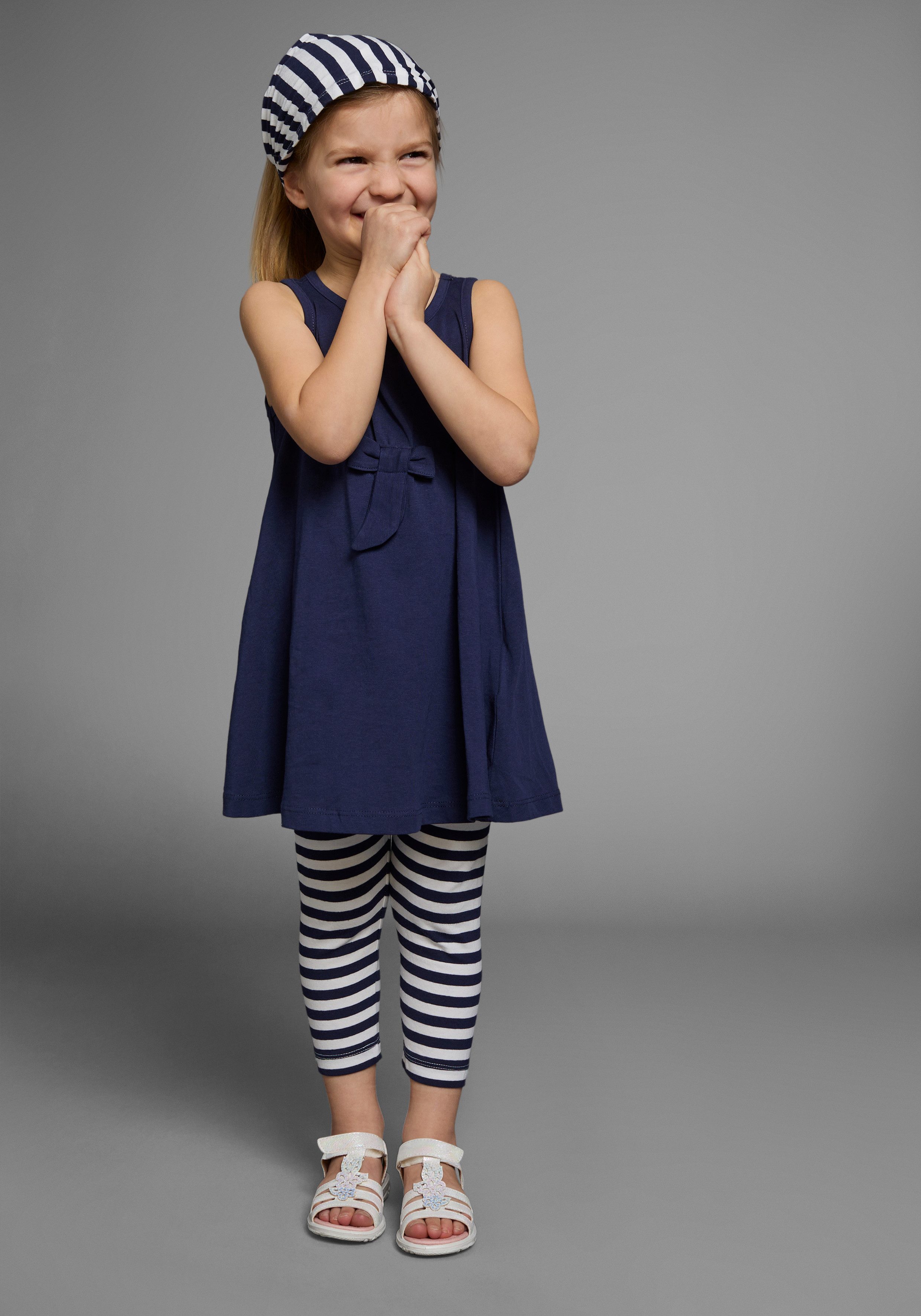 KIDSWORLD Jurk, legging & haarband 3-delig set: jurk, capri en gestreepte haarband (set, 3-delig)