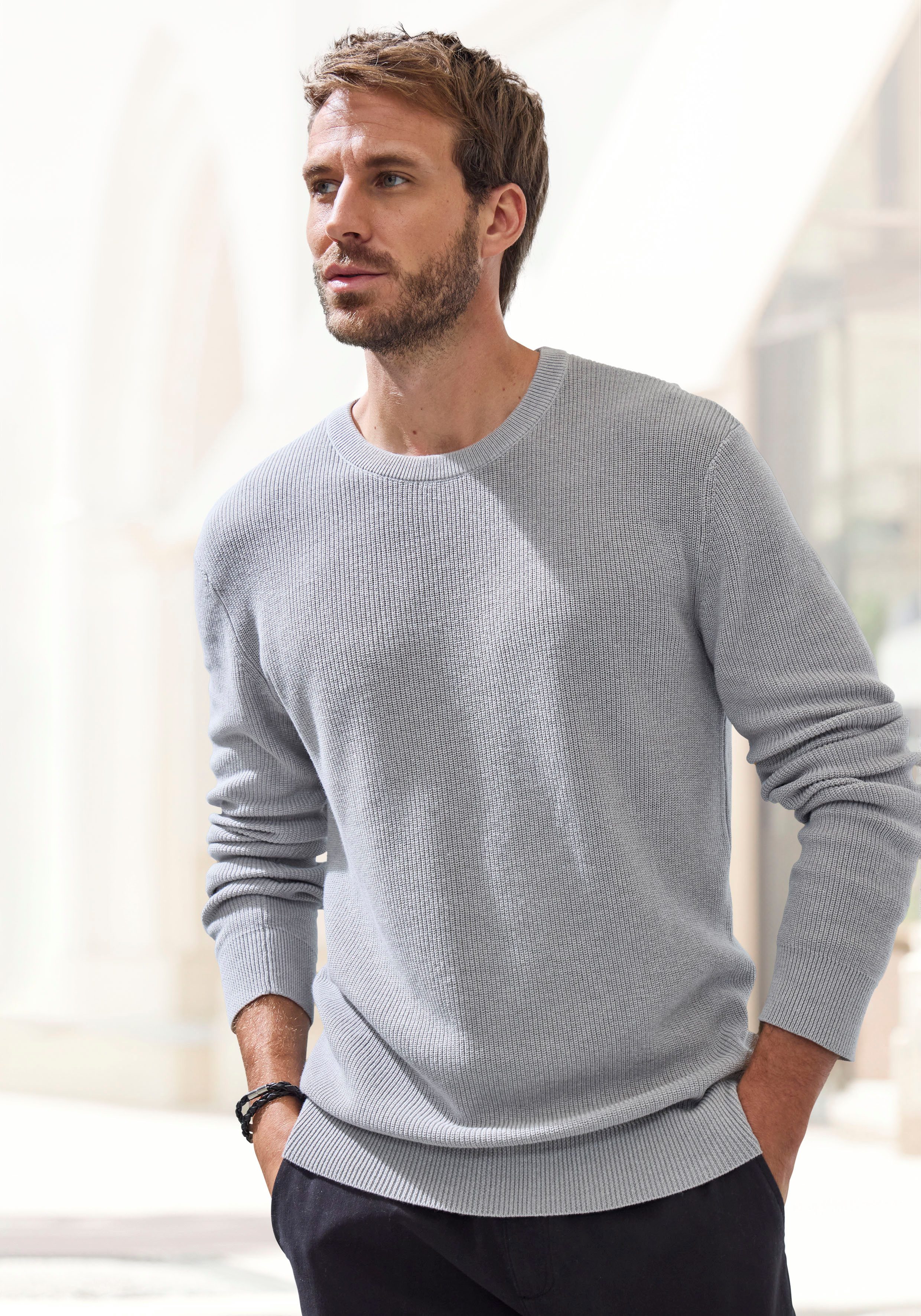 John Devin Gebreide trui Pullover in modieuze kleuren van katoenmix