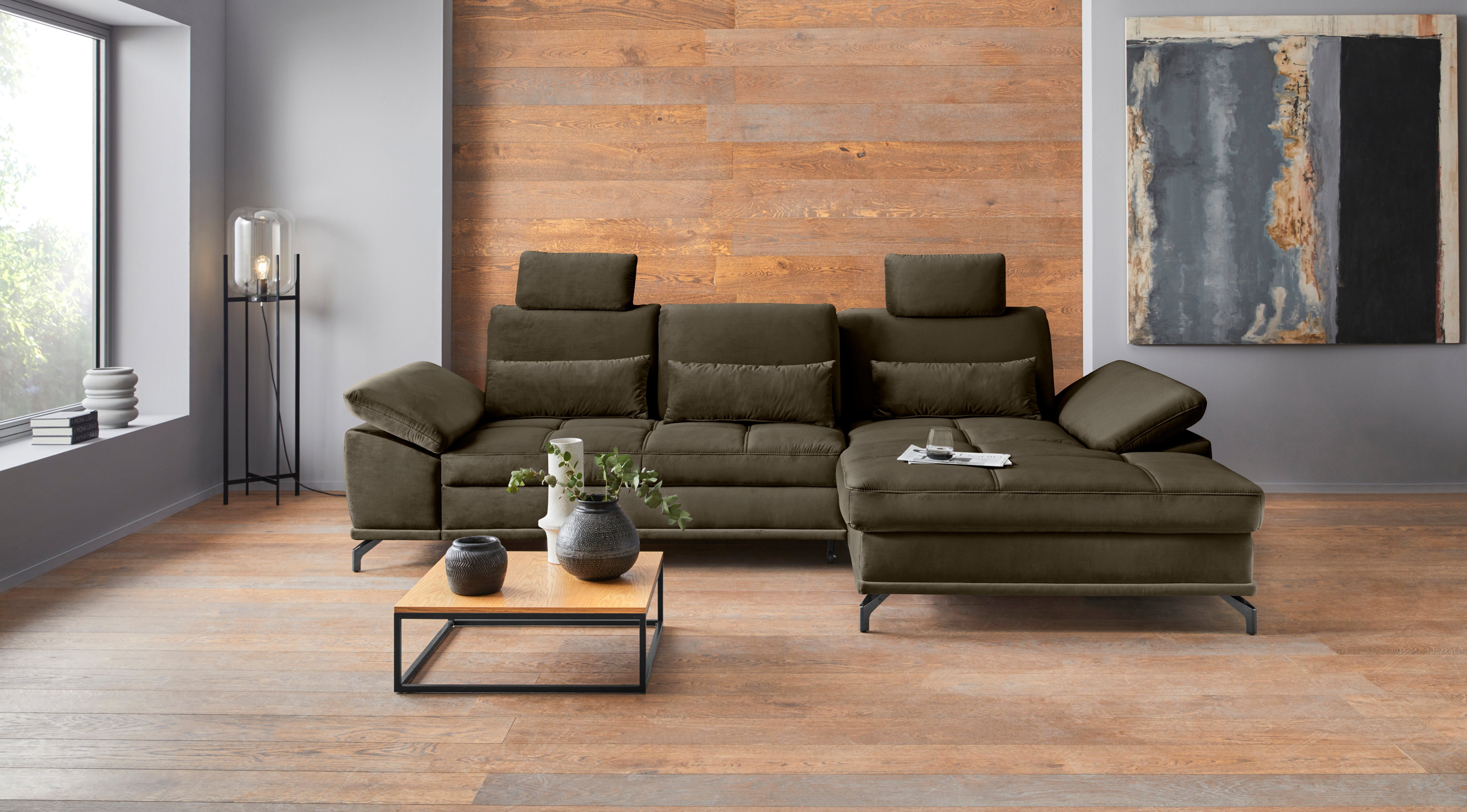 Places of Style Hoekbank Costello L-vorm, met zitdiepteverstelling, armleuningverstelling en