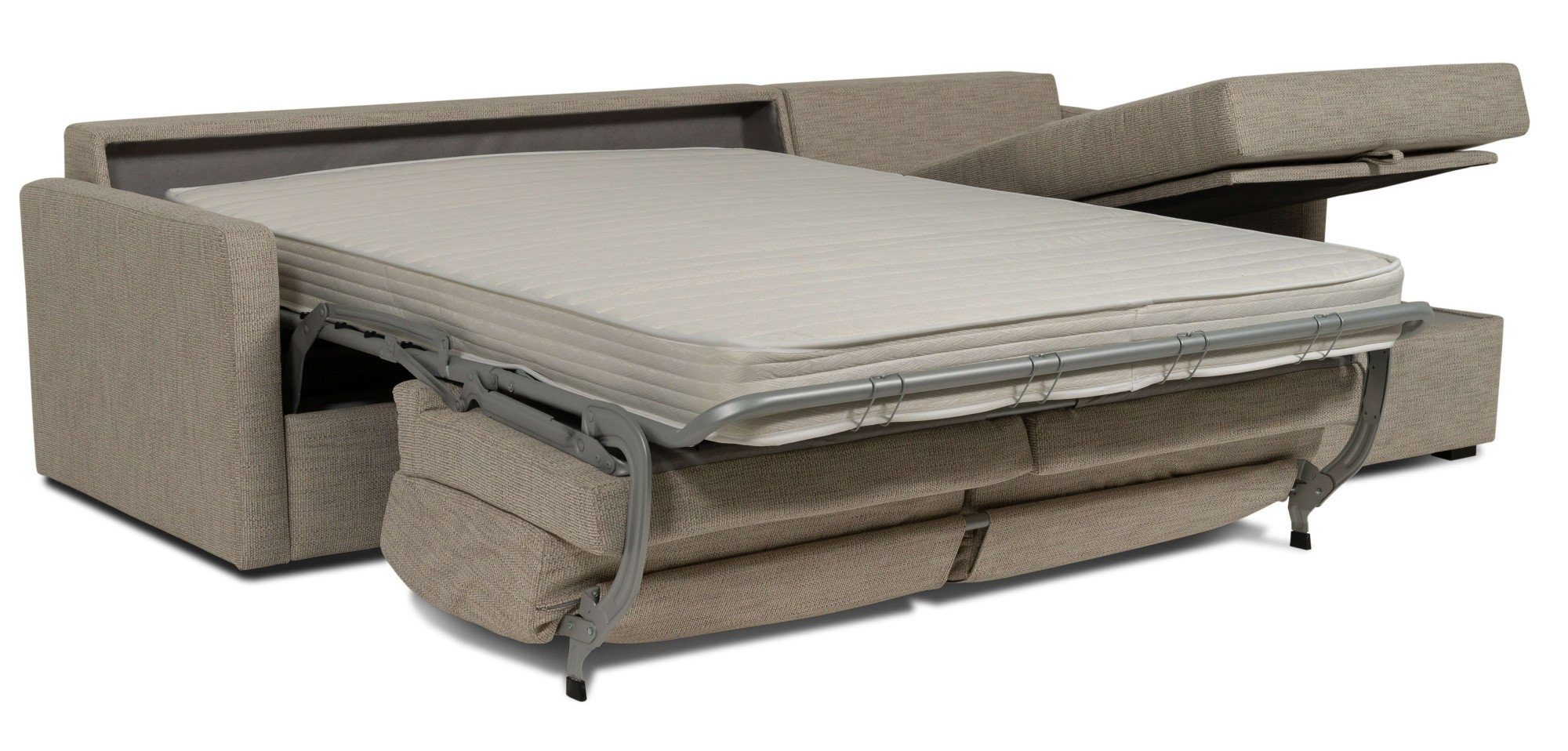 Places of Style Slaapbank GOLDPOINT hoekbank 264 cm, ligoppervlak (140/200 cm), L-vorm, Slaapfunctie, Bonell-binnenveringsmatras en volwaardige bedfunctie