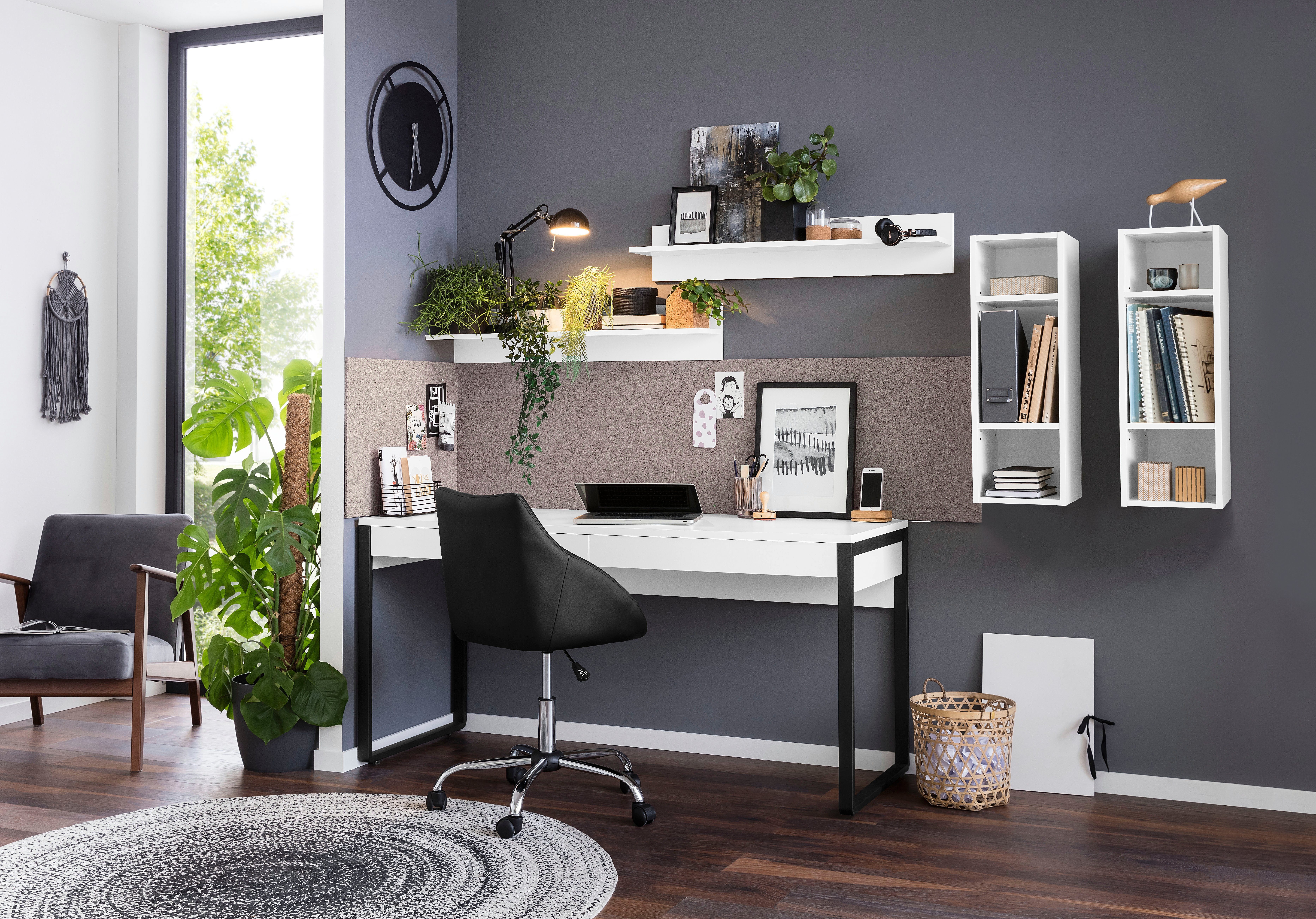 Places of Style Bureau Moid, Computertafel in modern design, Breedte 120/140/160 cm, met metalen poten & lade