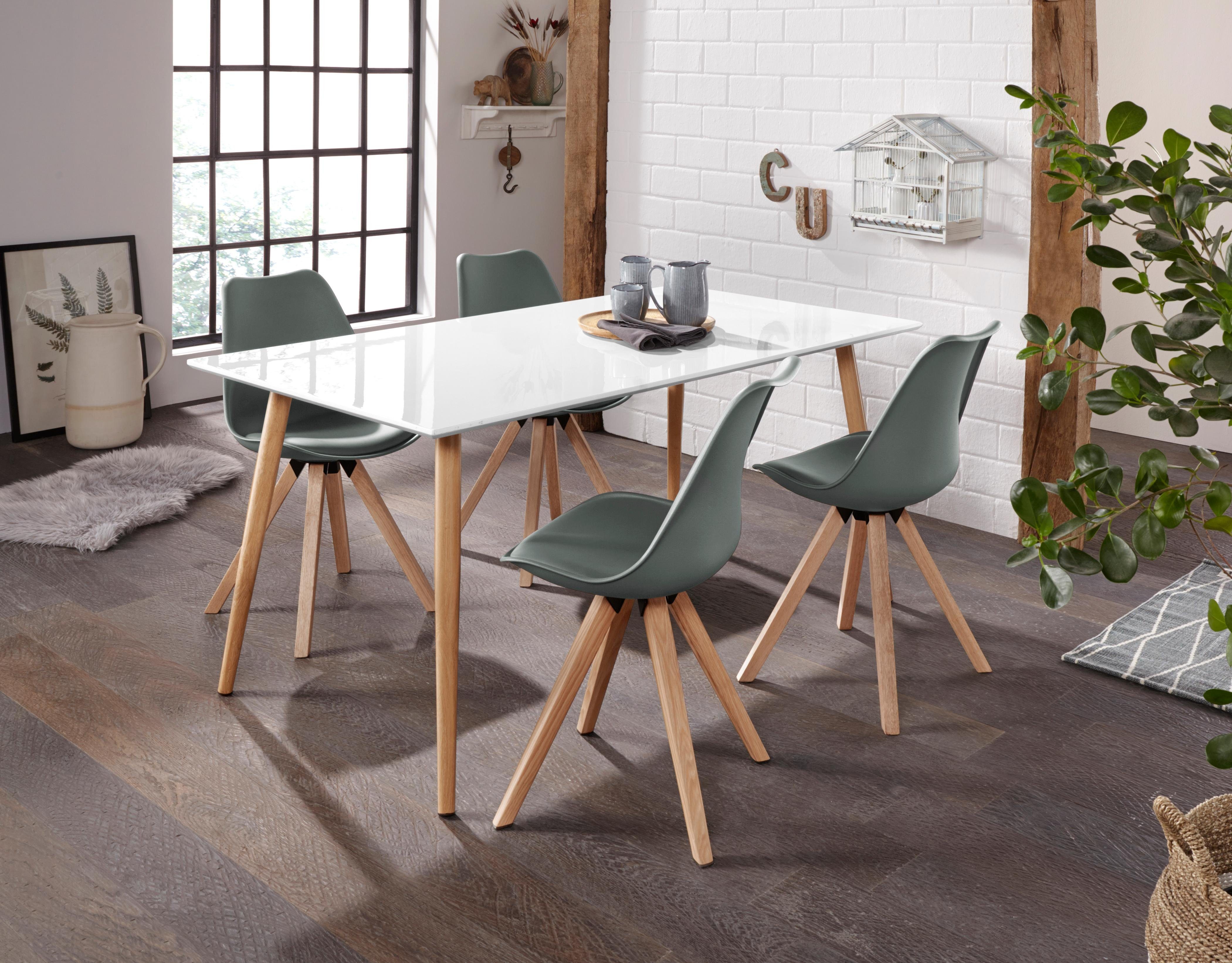 Homexperts Eetkamerstoel Kaja Kuipzitting met zitkussen in imitatieleer (set, 2 stuks)