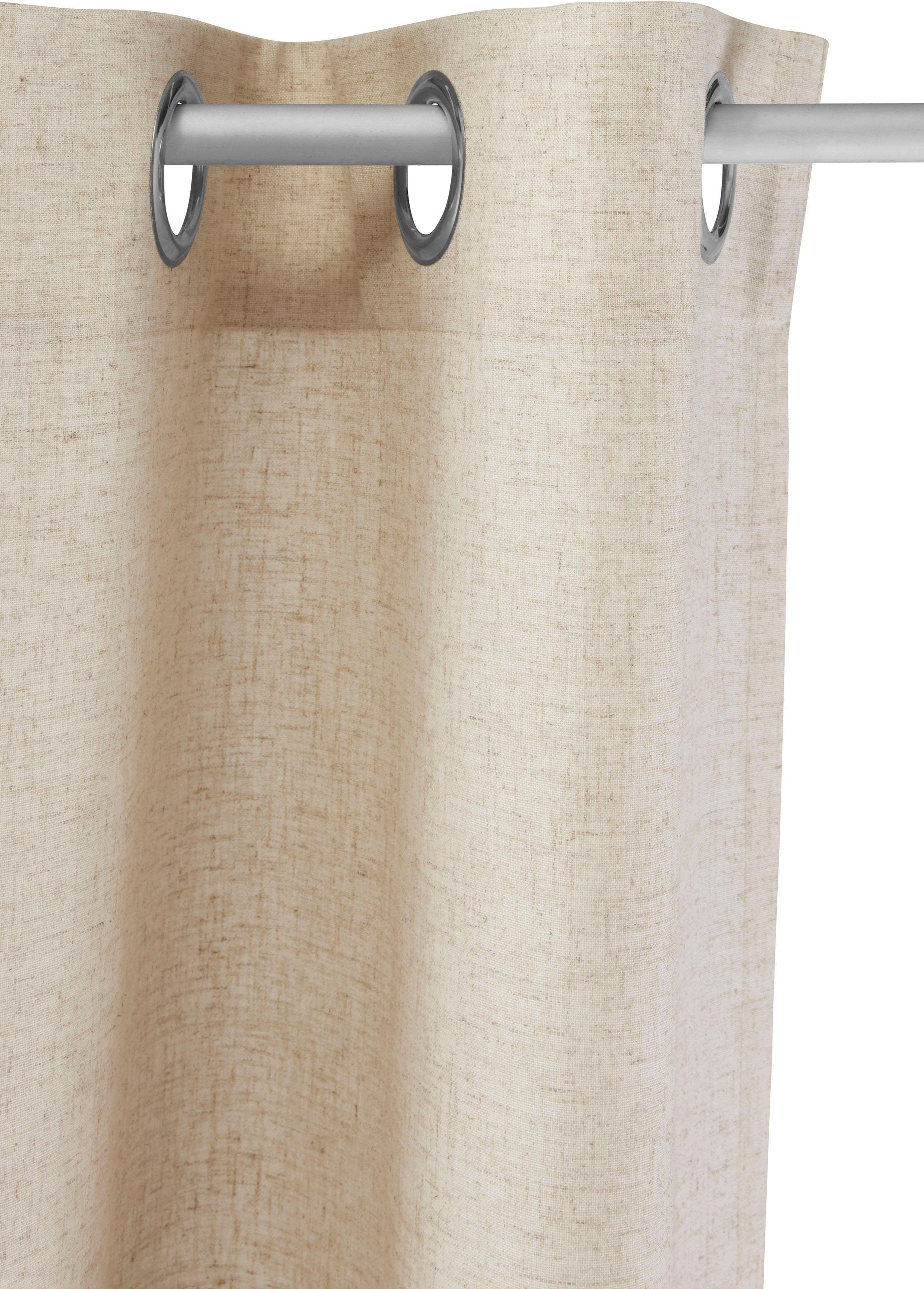 my home Gordijn Rudy Halftransparant, linnenlook, polyester, lengtestrepen (1 stuk)