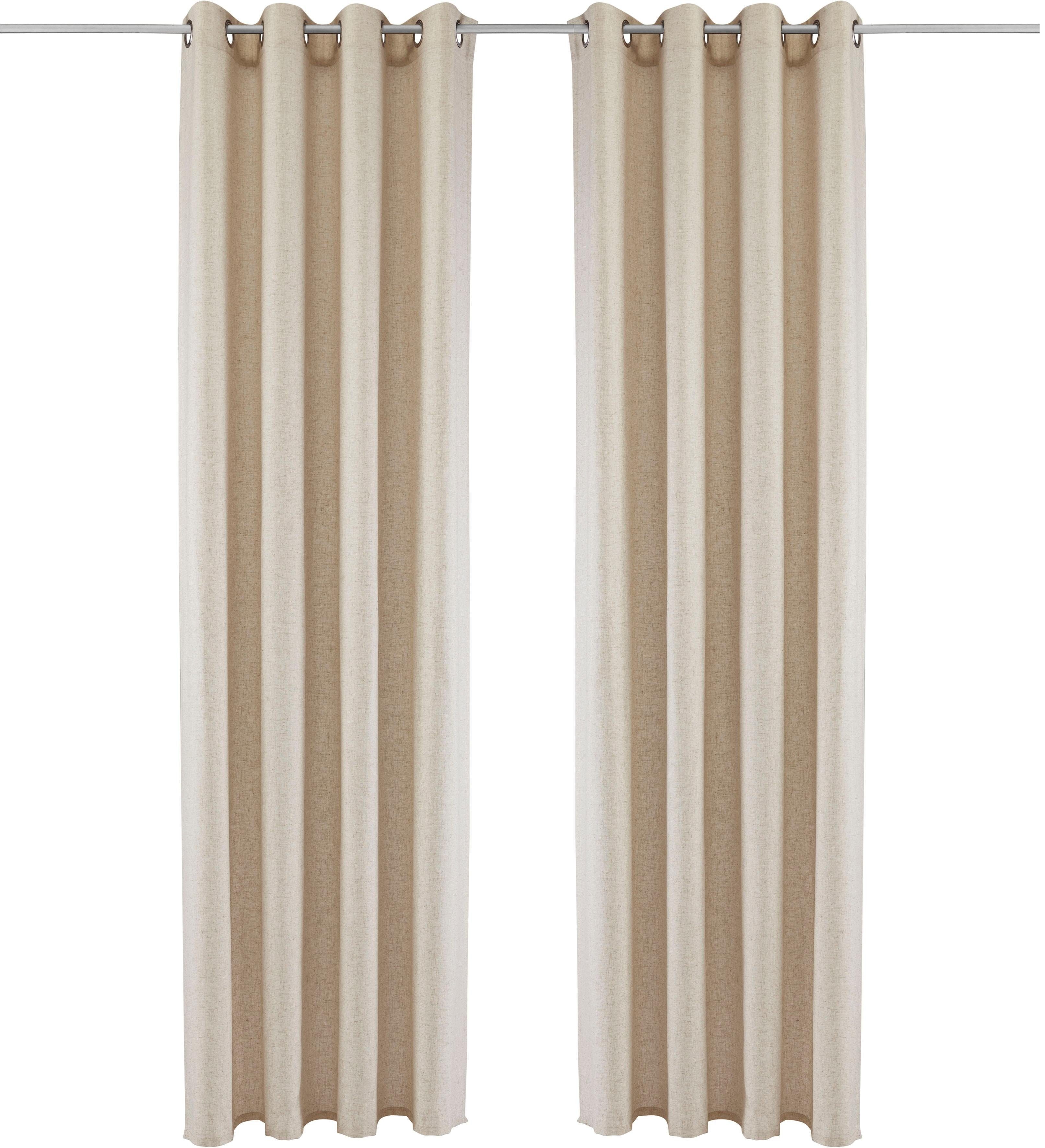 my home Gordijn Rudy Halftransparant, linnenlook, polyester, lengtestrepen (1 stuk)