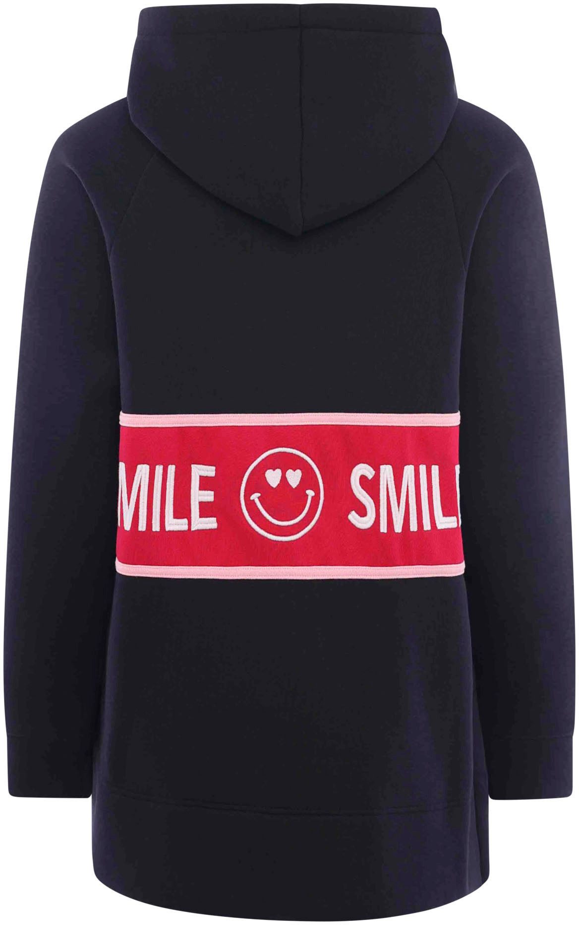 Zwillingsherz Sweatshirt met capuchon, "smile"-print en neonbanden