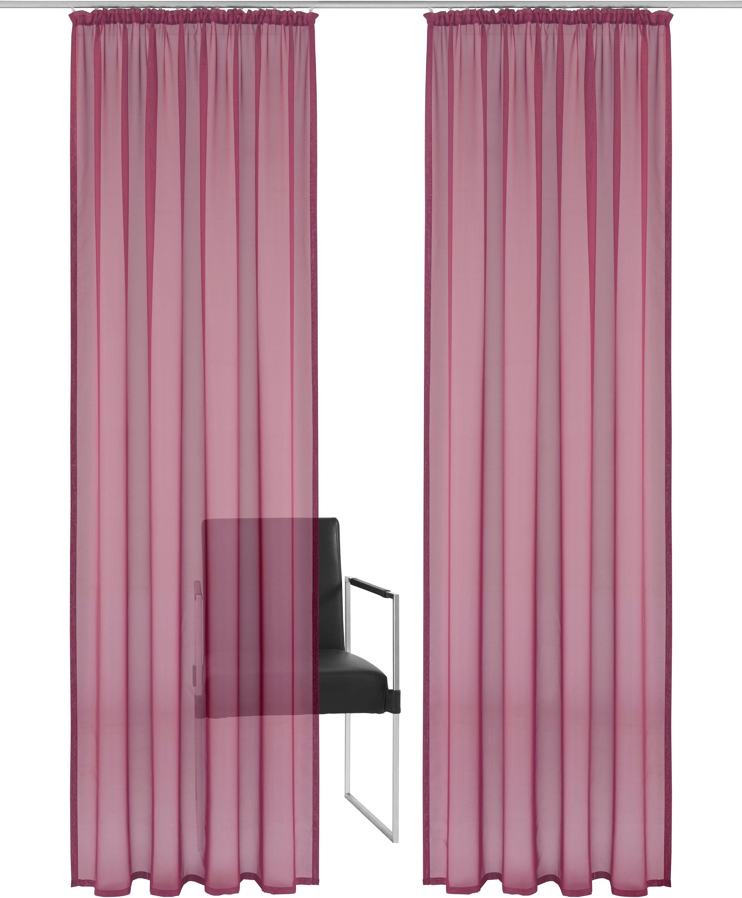 my home Gordijn XANA met ogen, franje of lussen Voile, bestseller, effen, 1 of 2 panels, onderhoudsvriendelijk, eenkleurig