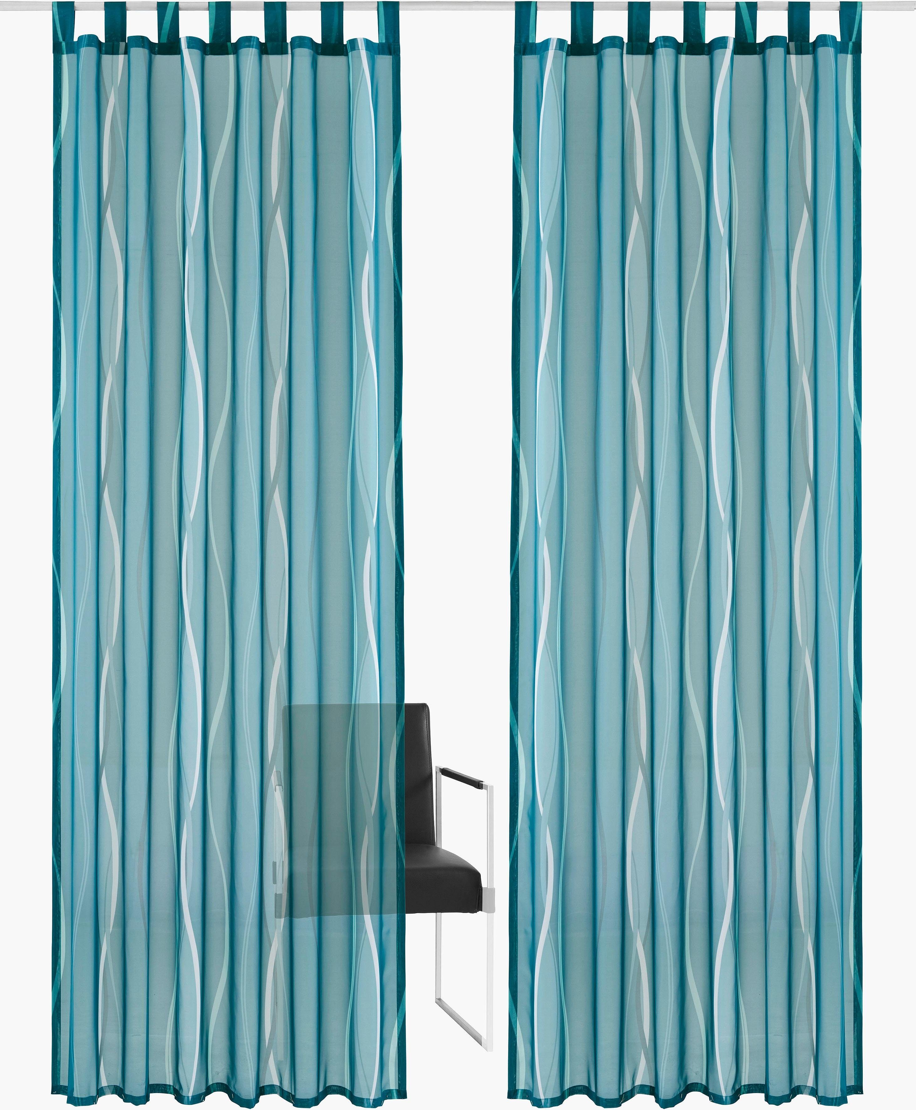my home Gordijn Dimona set van 2, voile, polyester, golven (2 stuks)