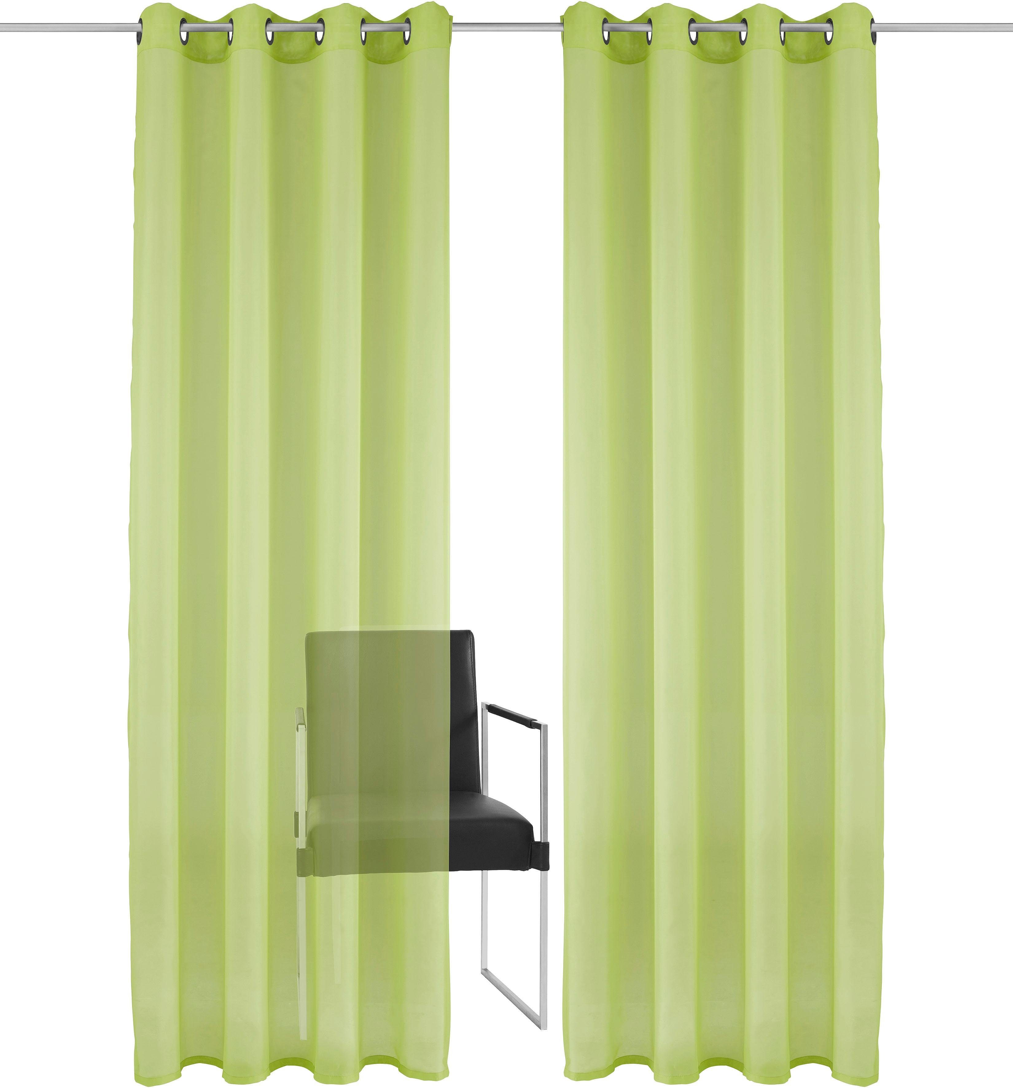 my home Gordijn XANA met ogen, franje of lussen Voile, bestseller, effen, 1 of 2 panels, onderhoudsvriendelijk, eenkleurig