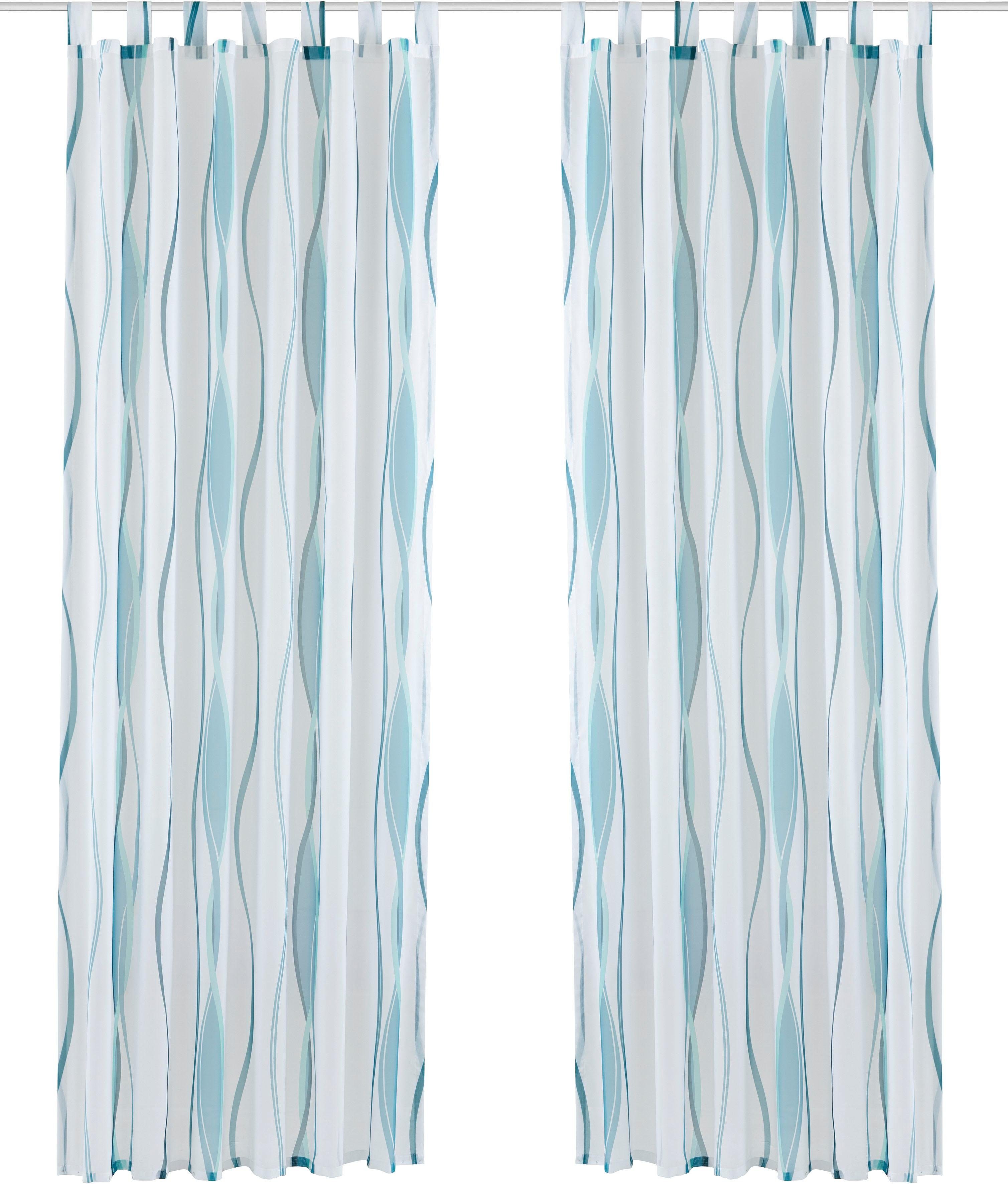 my home Gordijn Dimona set van 2, voile, polyester, golven (2 stuks)