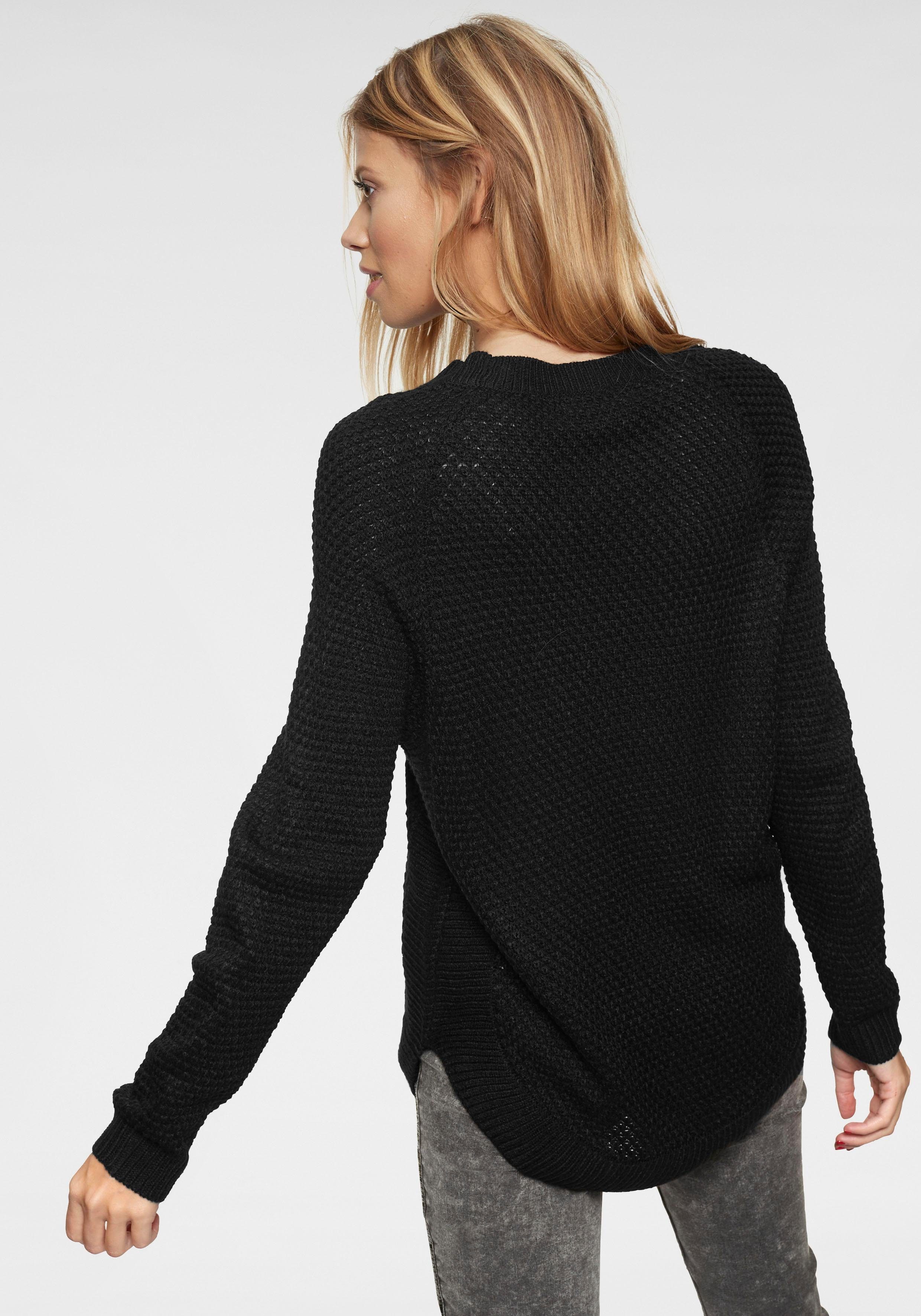 Aniston CASUAL Trui met ronde hals ribbreisel langs de zijnaden