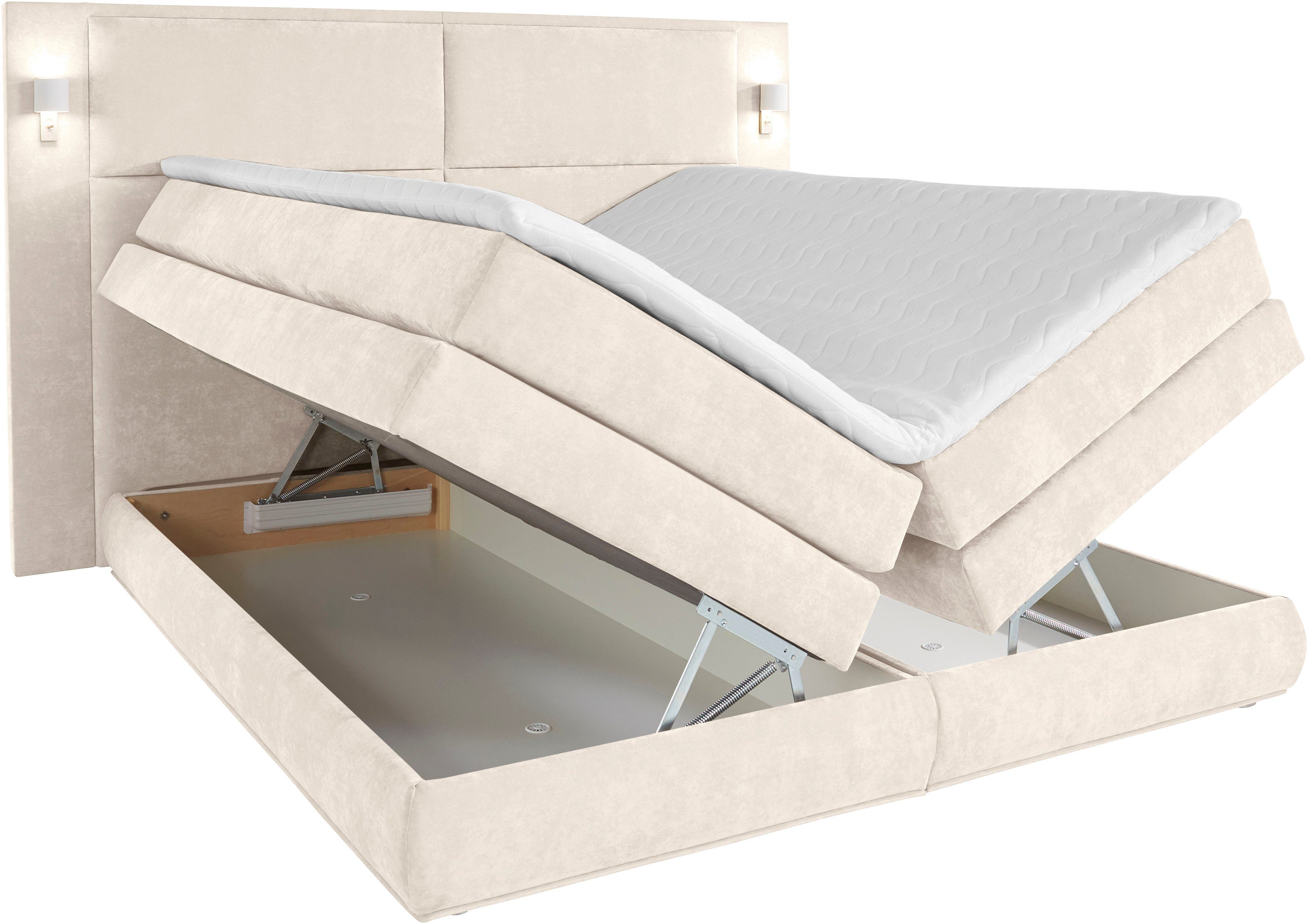 COLLECTION AB Boxspring Copenhagen inclusief bedkist, topmatras, naar keuze met ledverlichting