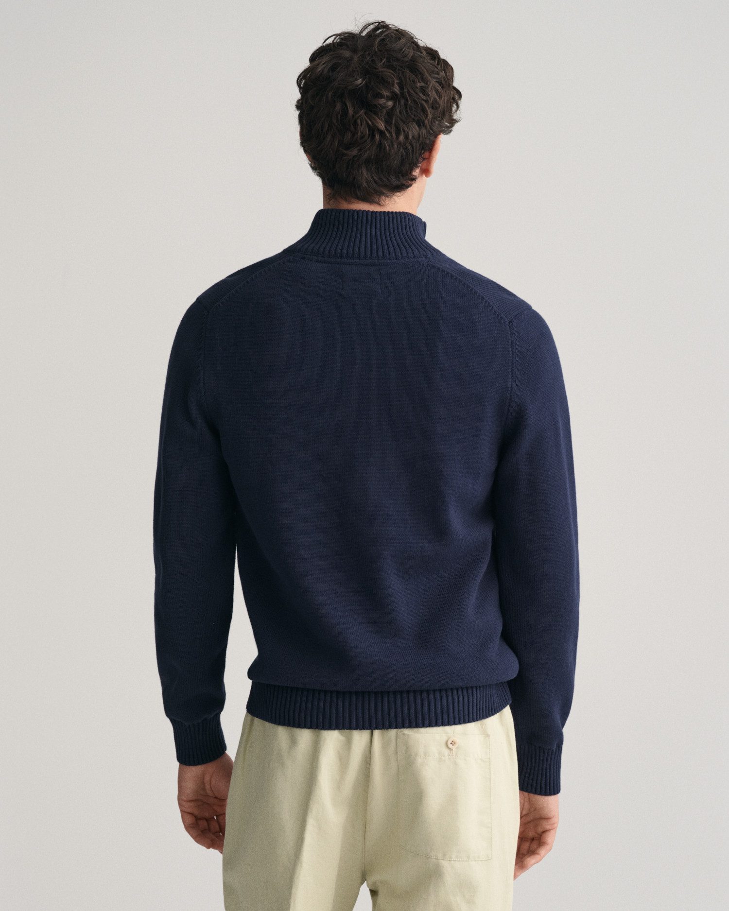 Gant Schipperstrui CASUAL COTTON HALFZIP met geborduurd grafisch logo op de borst