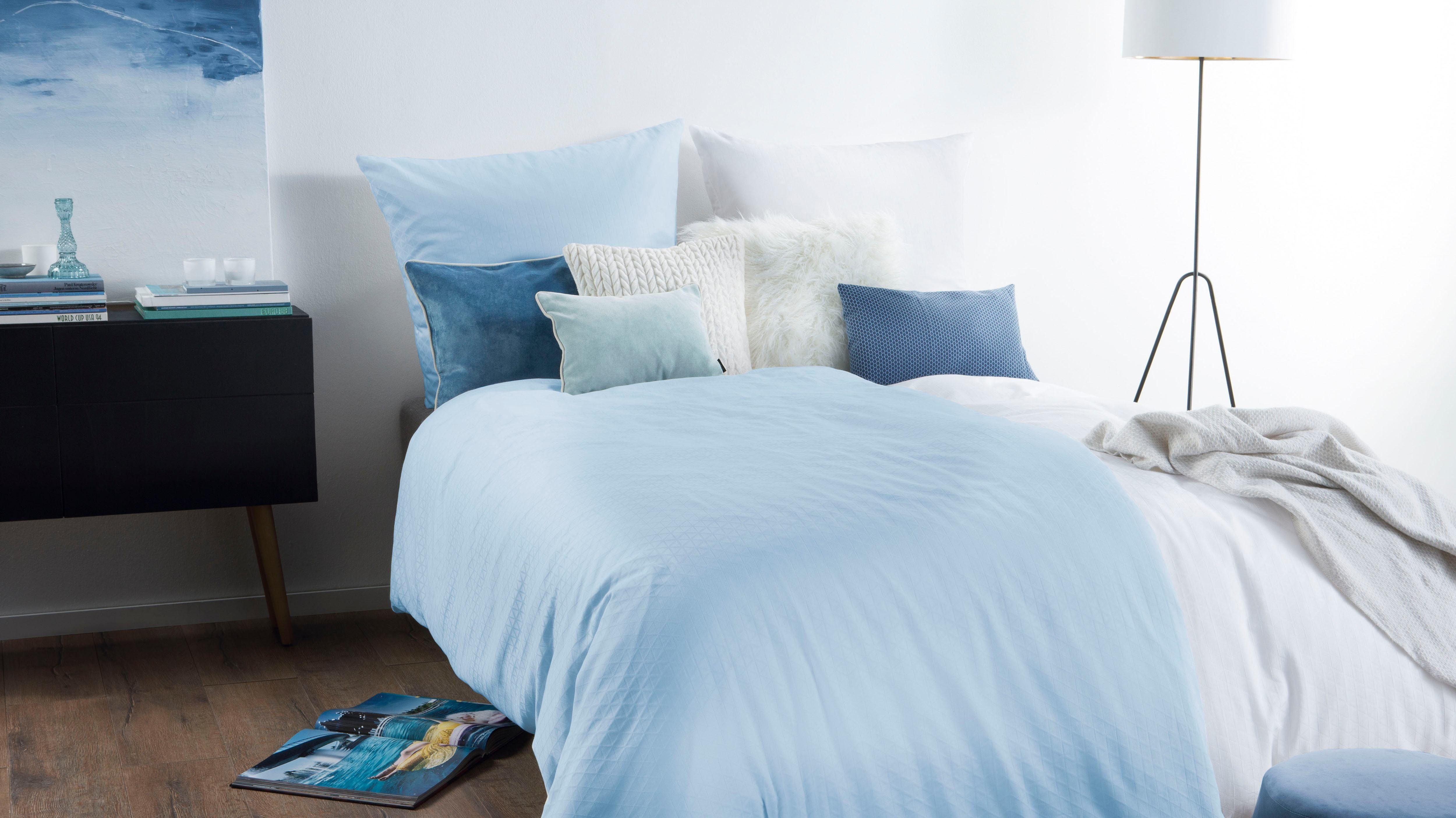fleuresse Overtrekset Jade Mako jersey, voor matrassen tot 25 cm hoog, onderlaken, hoeslaken dekbedovertrekken maat 1x 240x220 cm blauw