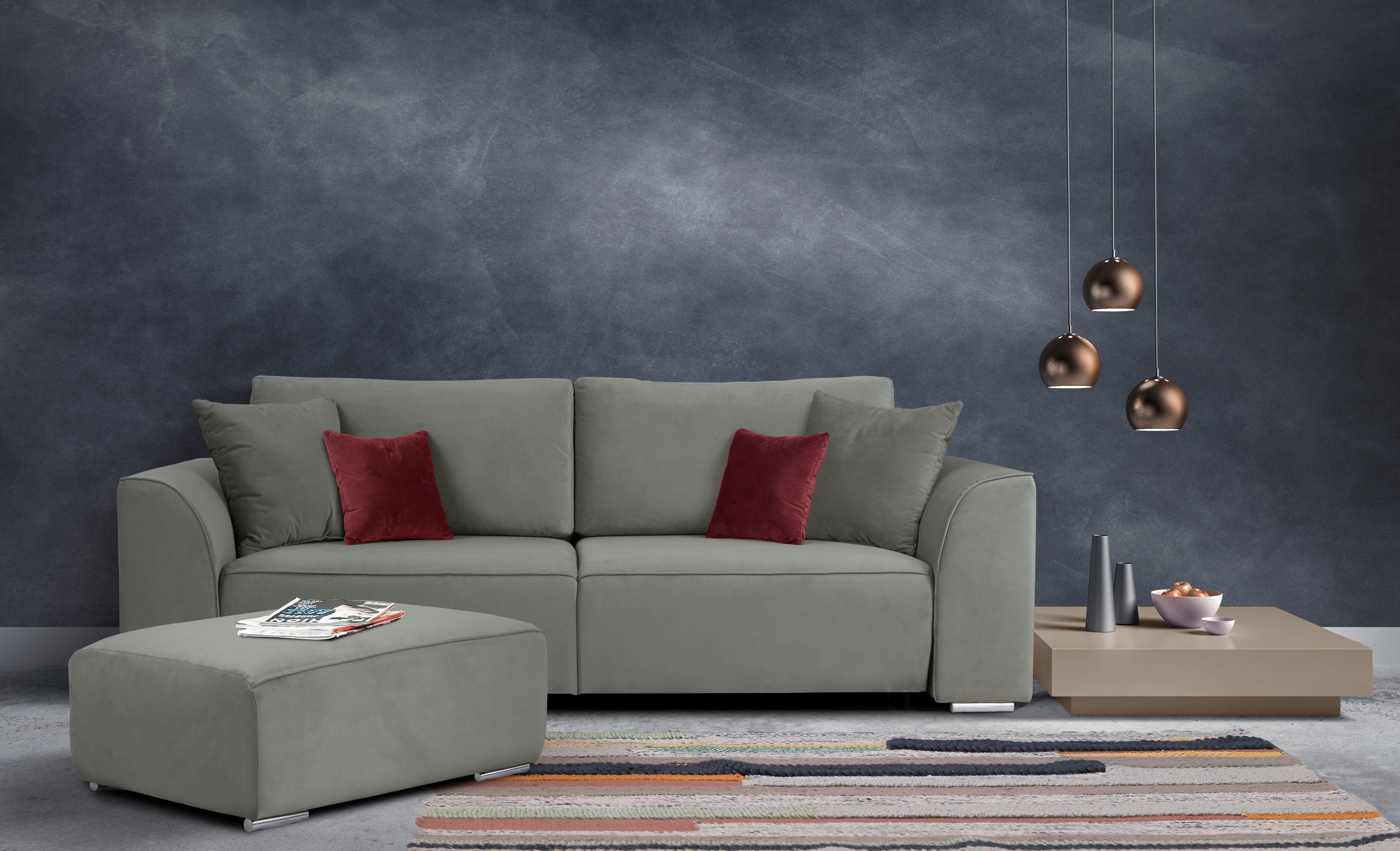 INOSIGN 3-zitsbank BEATRICE auch als Schlafsofa mit Bettkasten, B/T/H 250/107/92 cm optie met bedfunctie, incl. 2 sierkussens, golvende vering