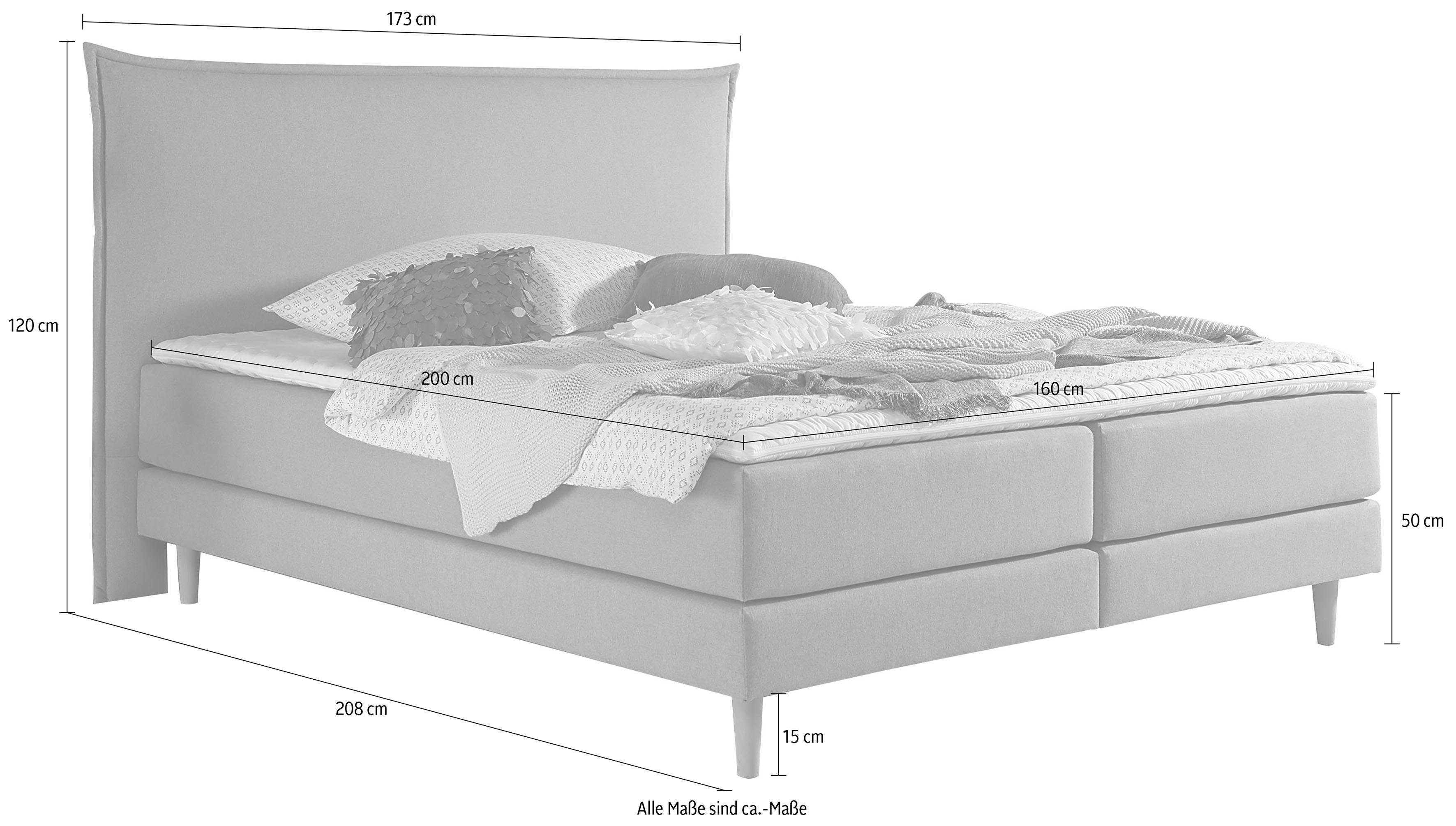 andas Boxspring KIRUNA in 4 breedten, 3 matrassoorten, tot 3 hardheden, incl. topmatras
