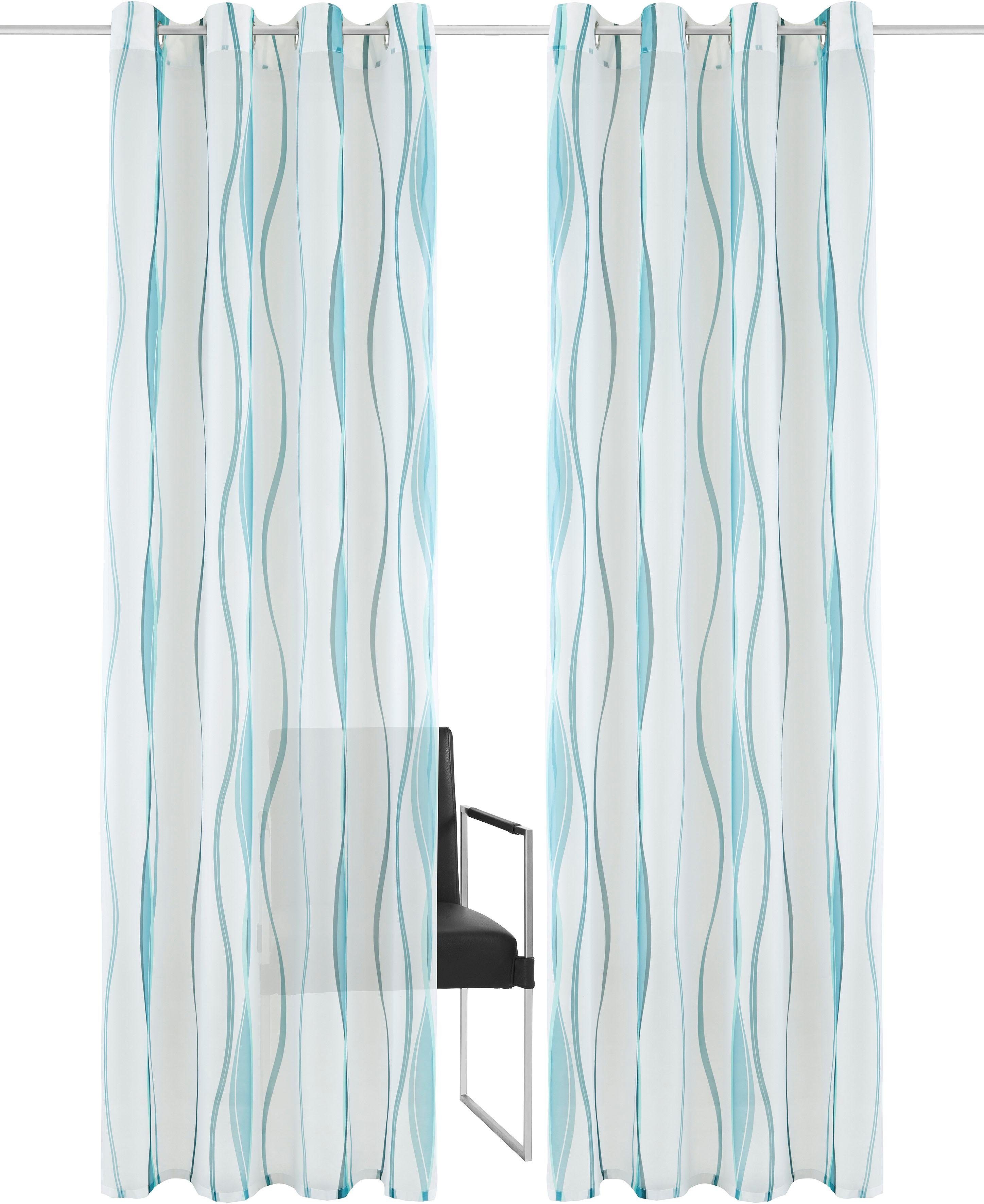 my home Gordijn Dimona set van 2, transparant, voile, polyester, golven (2 stuks)