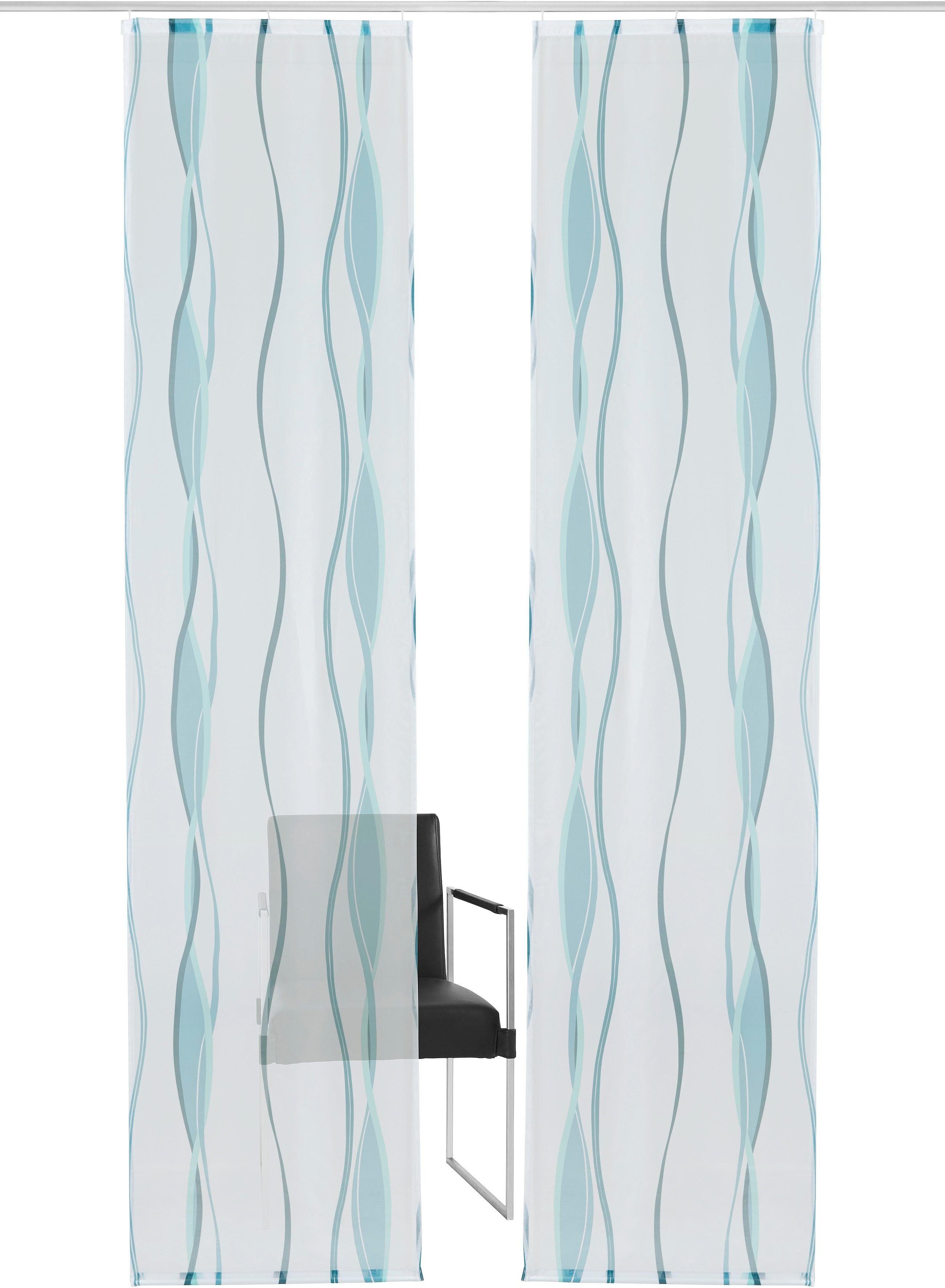 My home Paneelgordijn Dimona set van 2, kant-en-klaargordijn, met bevestigingsmateriaal, golven (2 stuks)