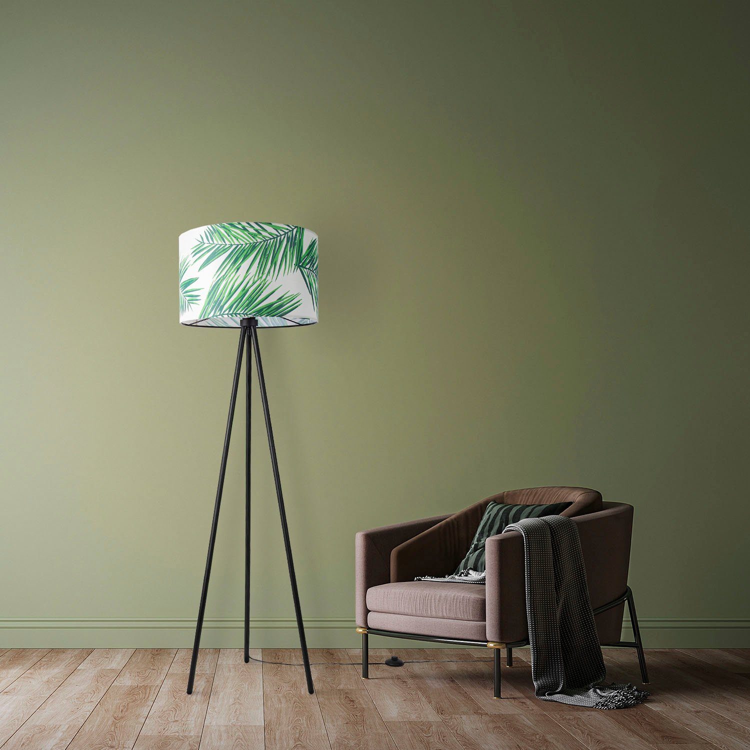 Paco Home Staande lamp Trina Ostende Lampenkap woonkamer statief lamp kantoor kinderkamer jungle palm