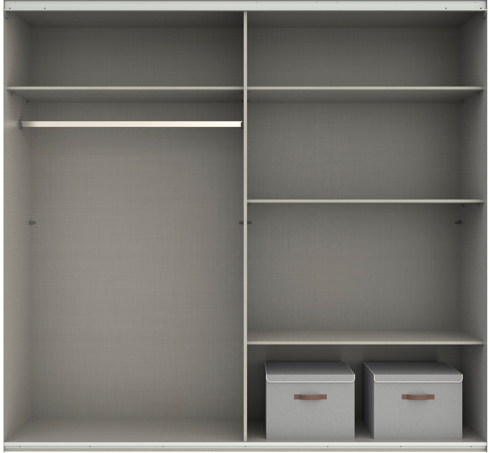 Wimex Zweefdeurkast Barmbek Slaapkamerkast BESTSELLER Garderobekast Kledingkast met 2 stoffen boxen en 2 extra planken, spiegeldeur