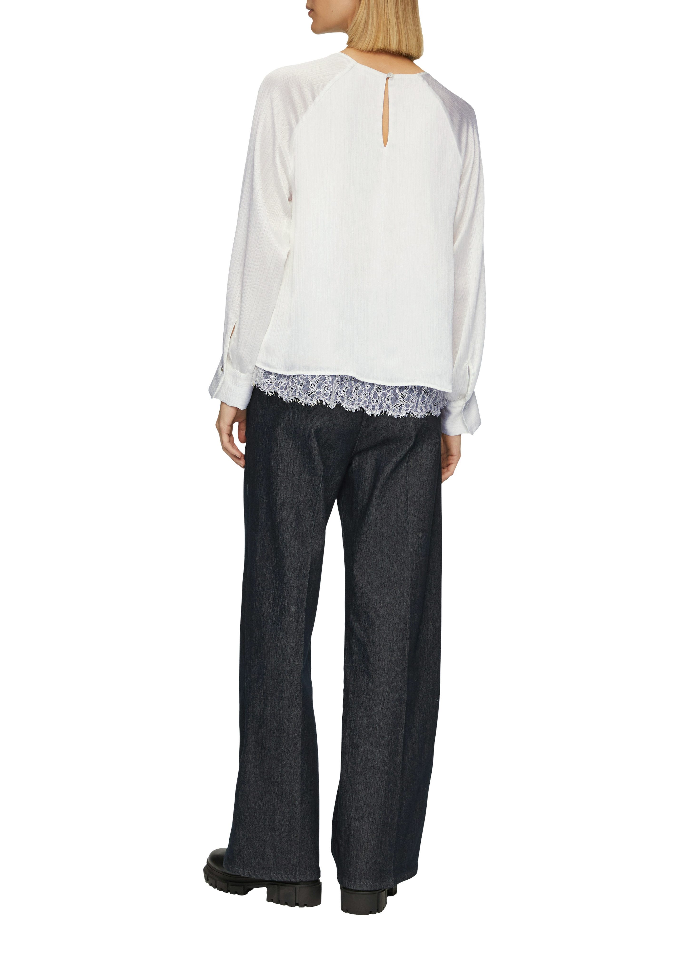 s.Oliver BLACK LABEL Blouse met lange mouwen met lichte ribstructuur