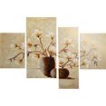 delavita wanddecoratie rumin - vaas met magnolia's (4 stuks) bruin