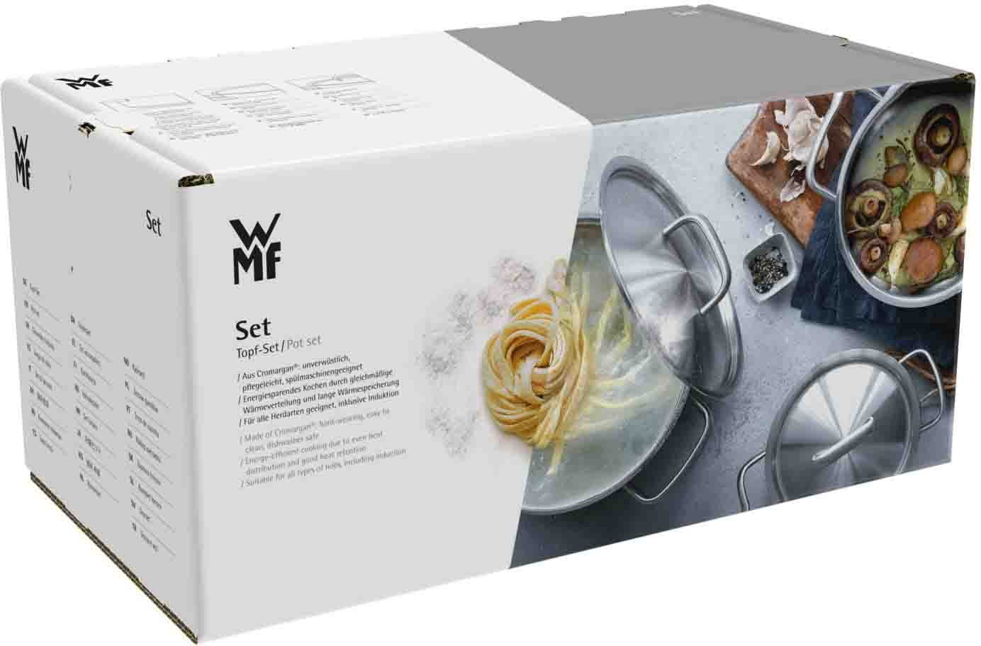 WMF Pannenset Provence Plus 4-delig, inductie potten set met glazen deksel ongecoat, geschikt voor alle soorten fornuizen, zonder binnenschaalverdeling (set, 7-delig)