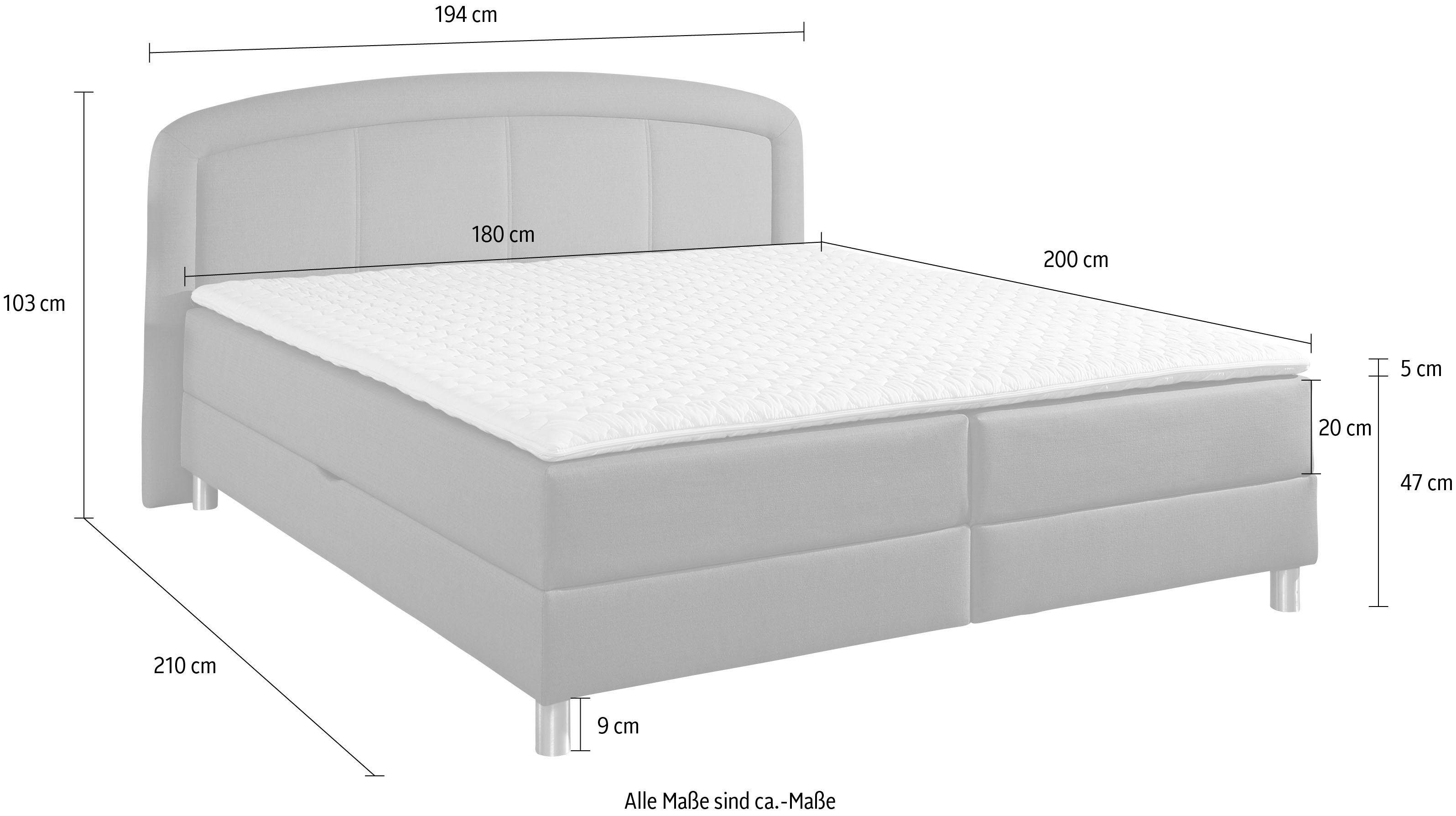 Maintal Gestoffeerd bed Lucas met bedkist, in 4 breedten en naar keuze 2 matrassoorten