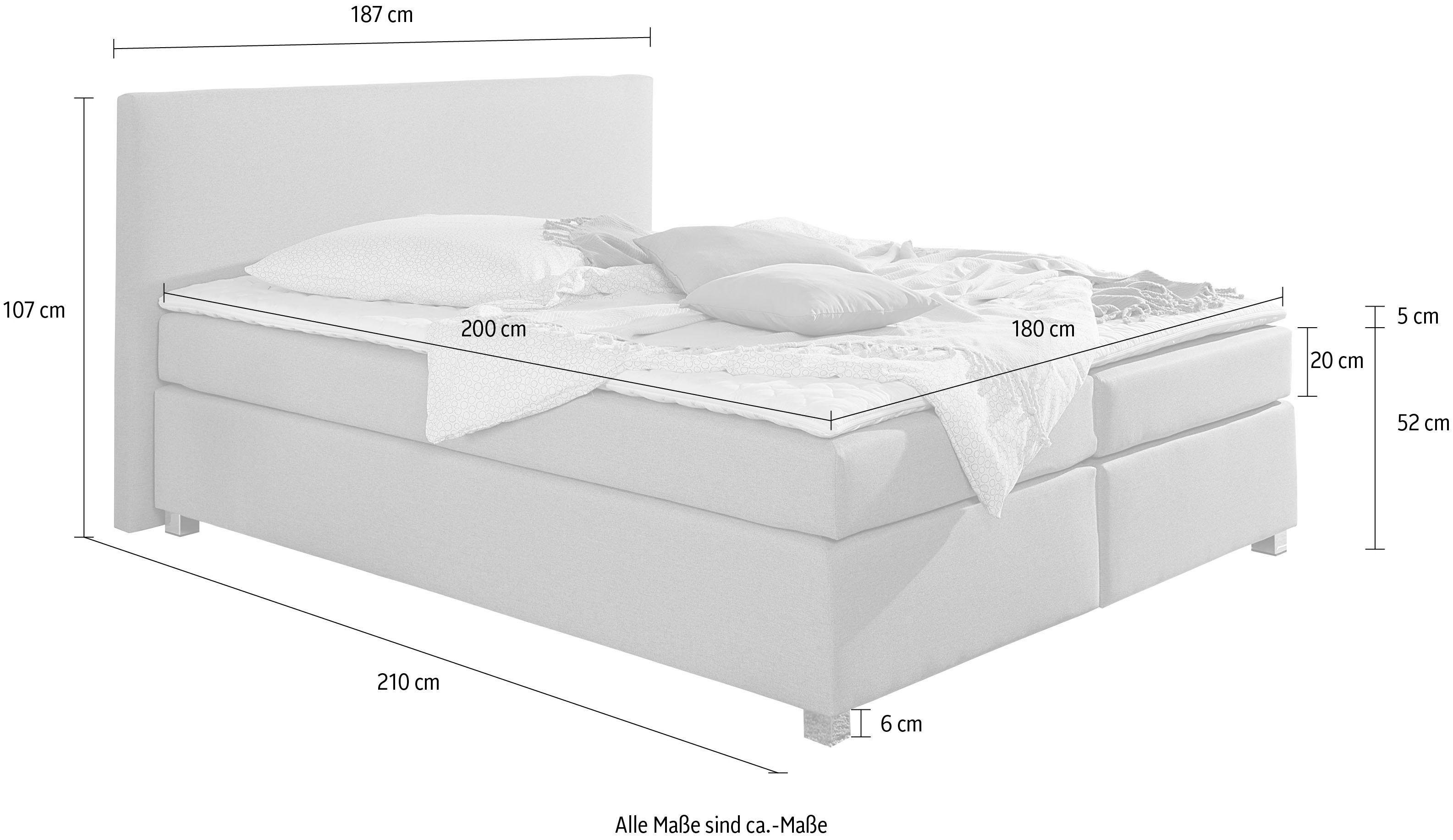 INOSIGN Boxspring Eliana incl. topmatras, in 4 breedten, 3 matrassoorten en 2 hardheden