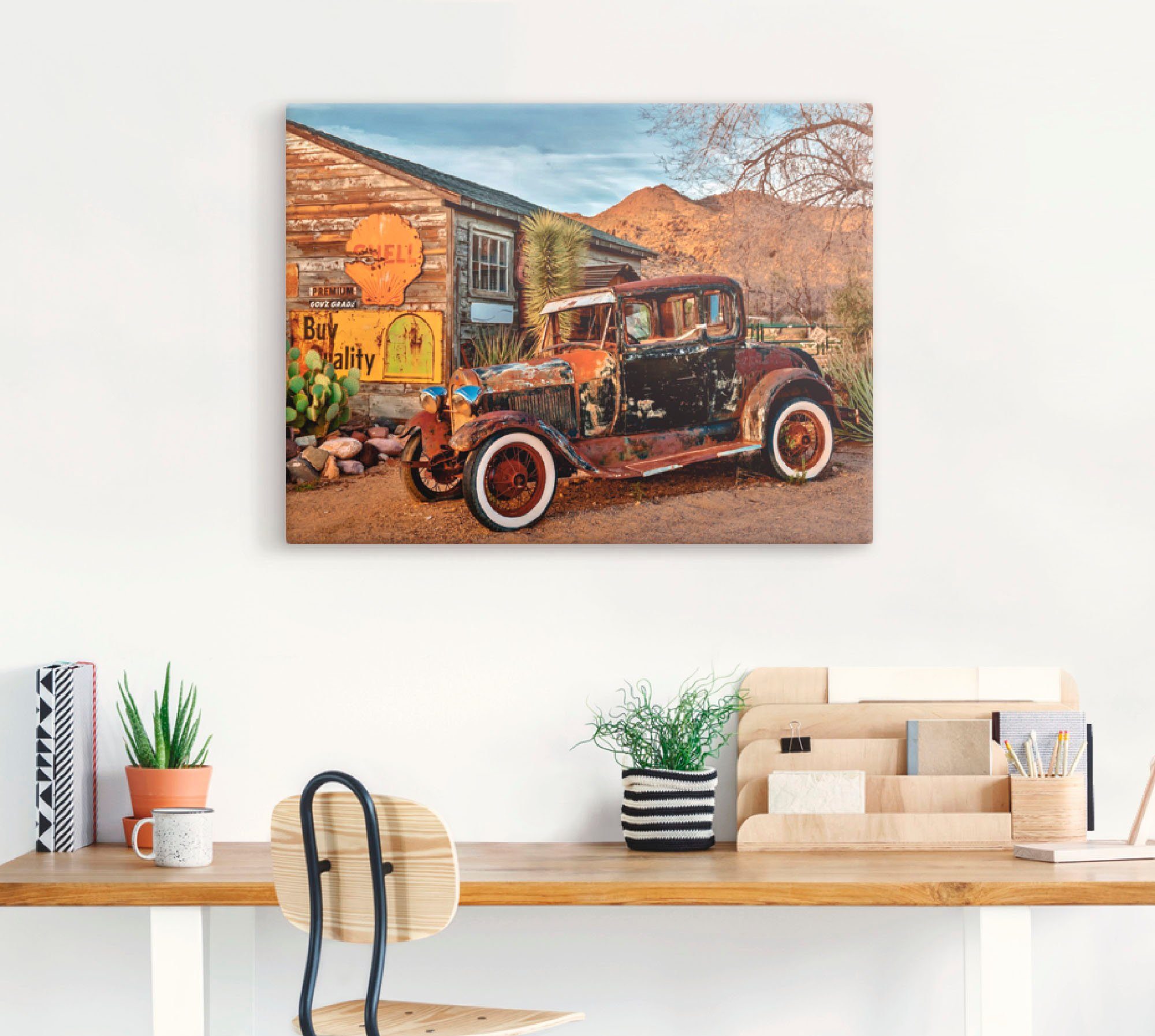 Artland Artprint Oldtimer Route 66 Hackberry als artprint op linnen, muursticker in verschillende maten