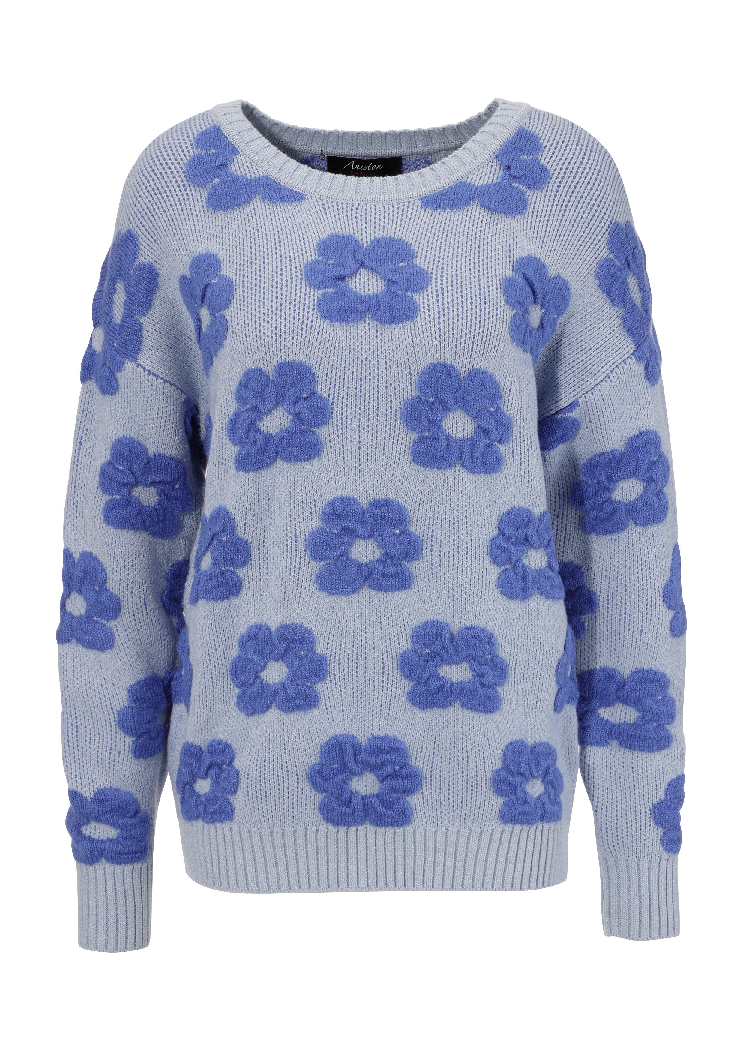 Aniston CASUAL Gebreide trui met gebreide bloemen