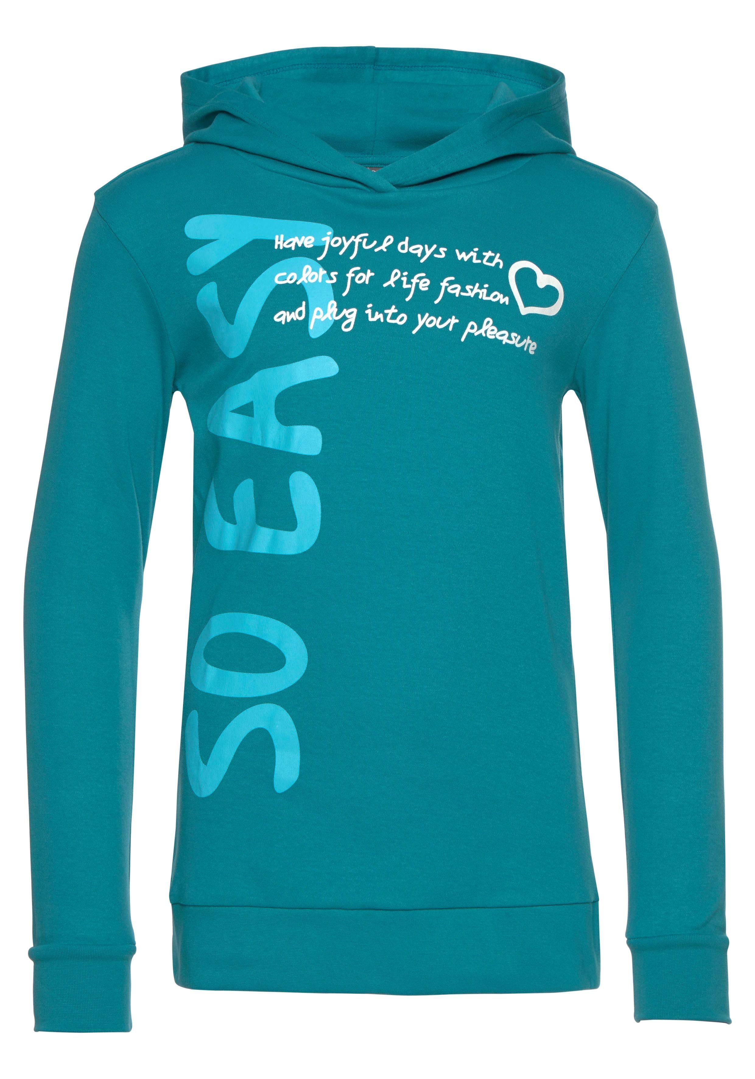 KIDSWORLD Capuchonshirt SO EASY - Print Lange mouwen, basic pasvorm, met modieuze prints