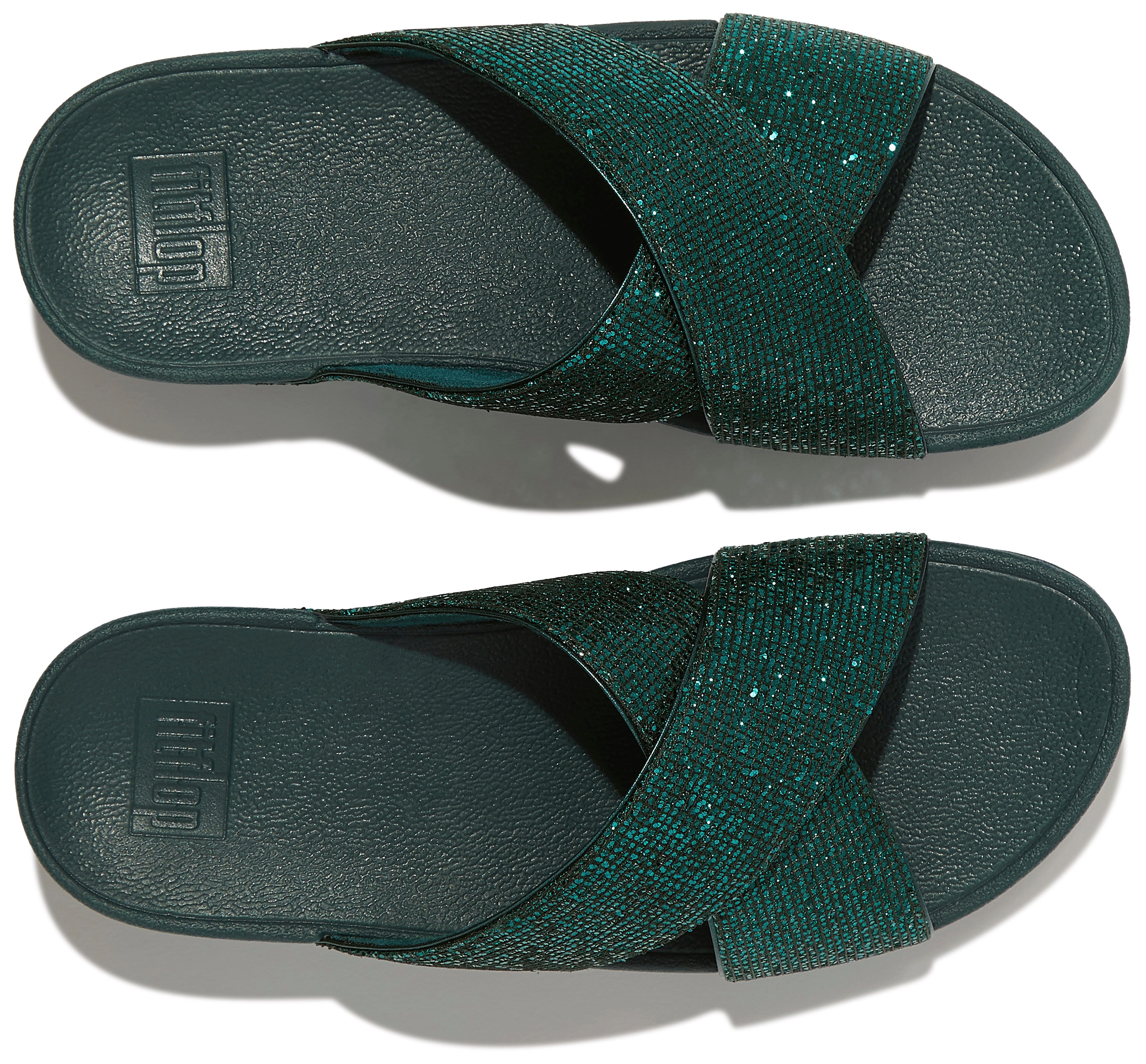 Fitflop Sleehakmuiltjes Lulu Glitterball Slide badslippers slides sandaal kruisbandage bezet met glinsterende steentjes