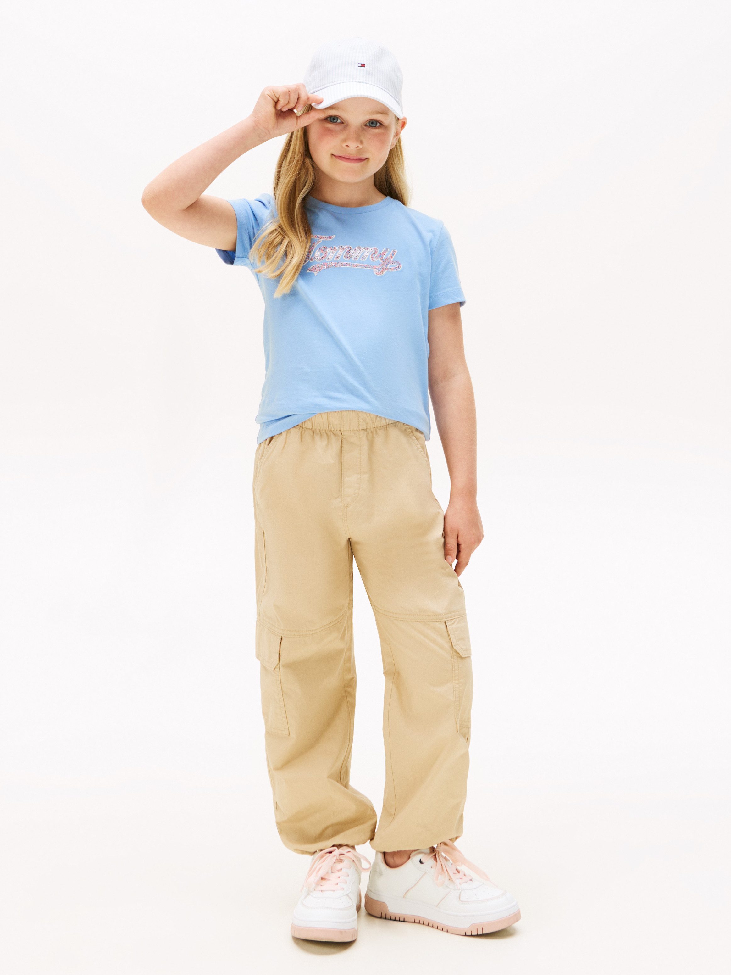 Tommy Hilfiger T-shirt TOMMY SCRIPT SEQUINS TEE SS voor kinderen tot 16 jaar, met pailletten