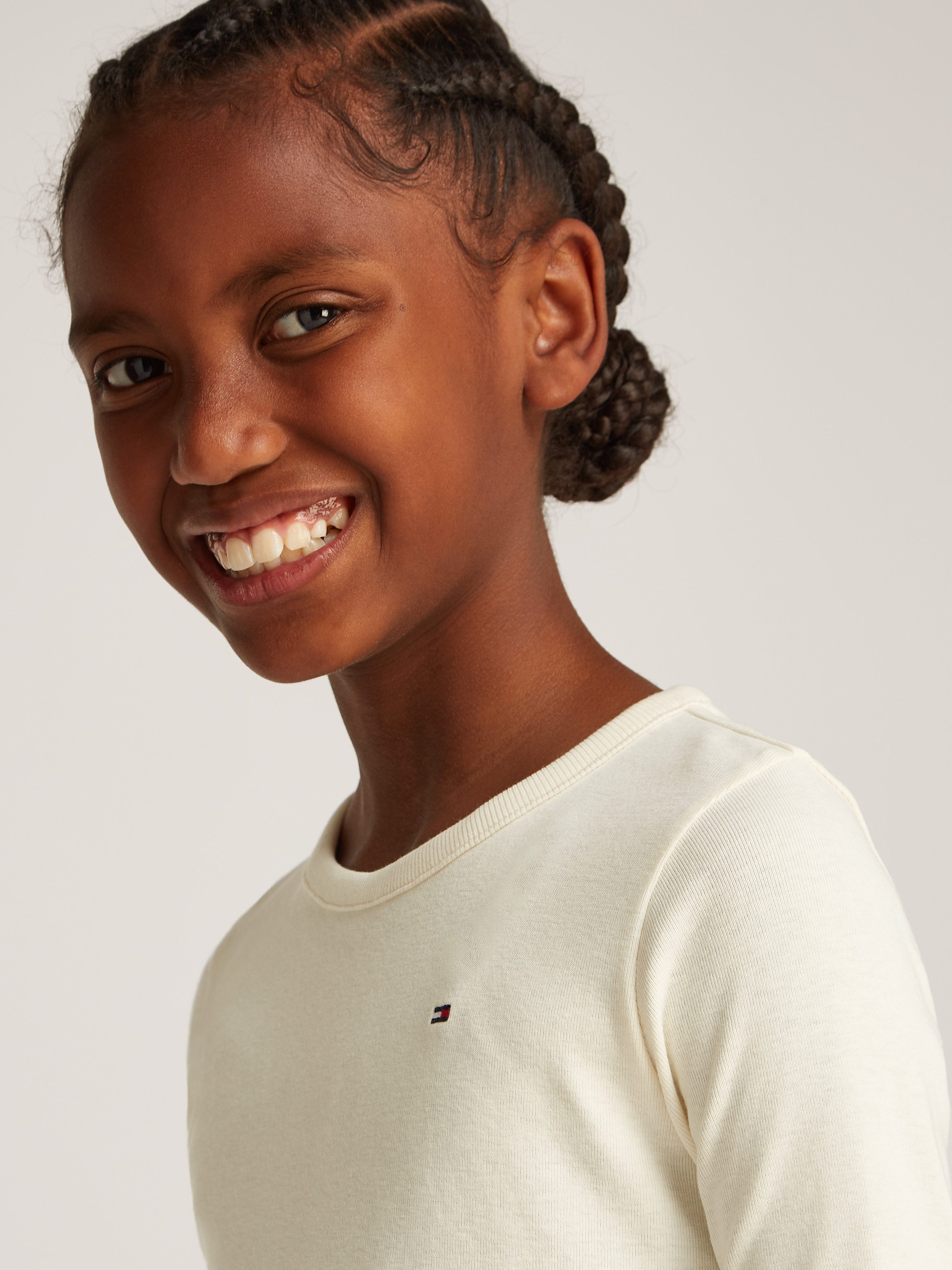 Tommy Hilfiger Shirt met lange mouwen SLUB KNIT TOP LS met golvende zoom