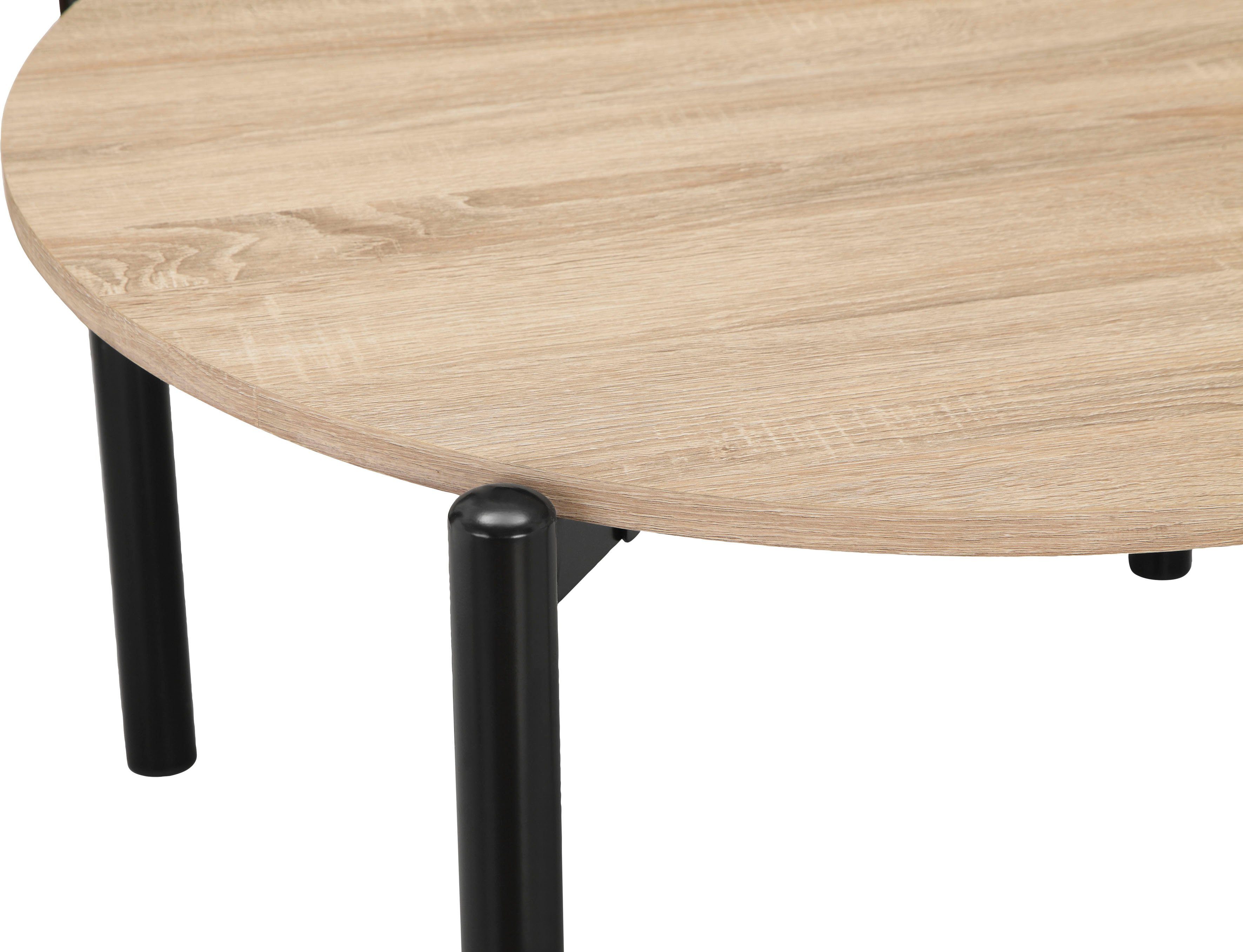 Home affaire Salontafel Retiers Onderstel van metaal zwart, tafelblad in wildeiken look, hoogte 76 cm (1 stuk)