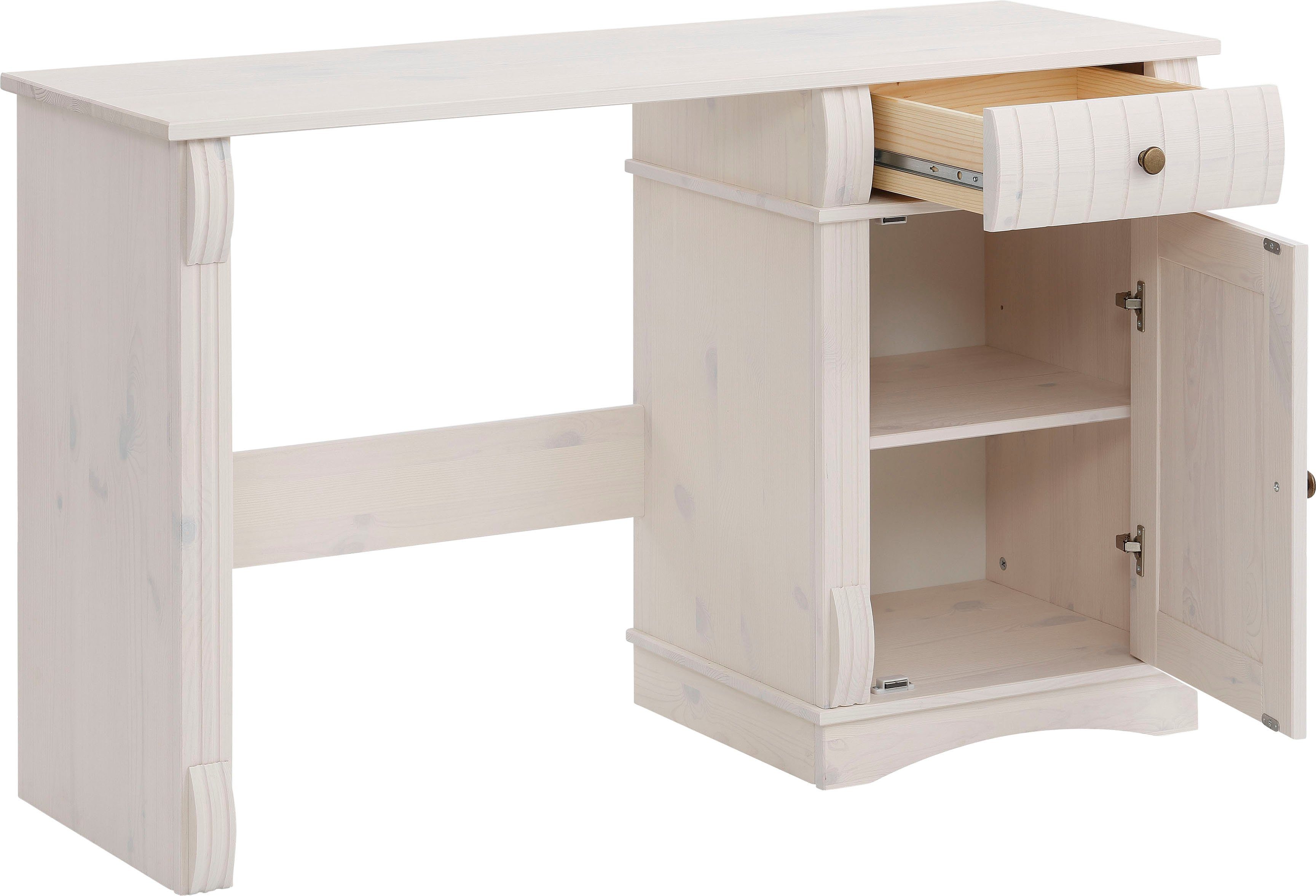 Home affaire Bureau Teresa Computertafel met lades, massief hout, breedte 120 cm