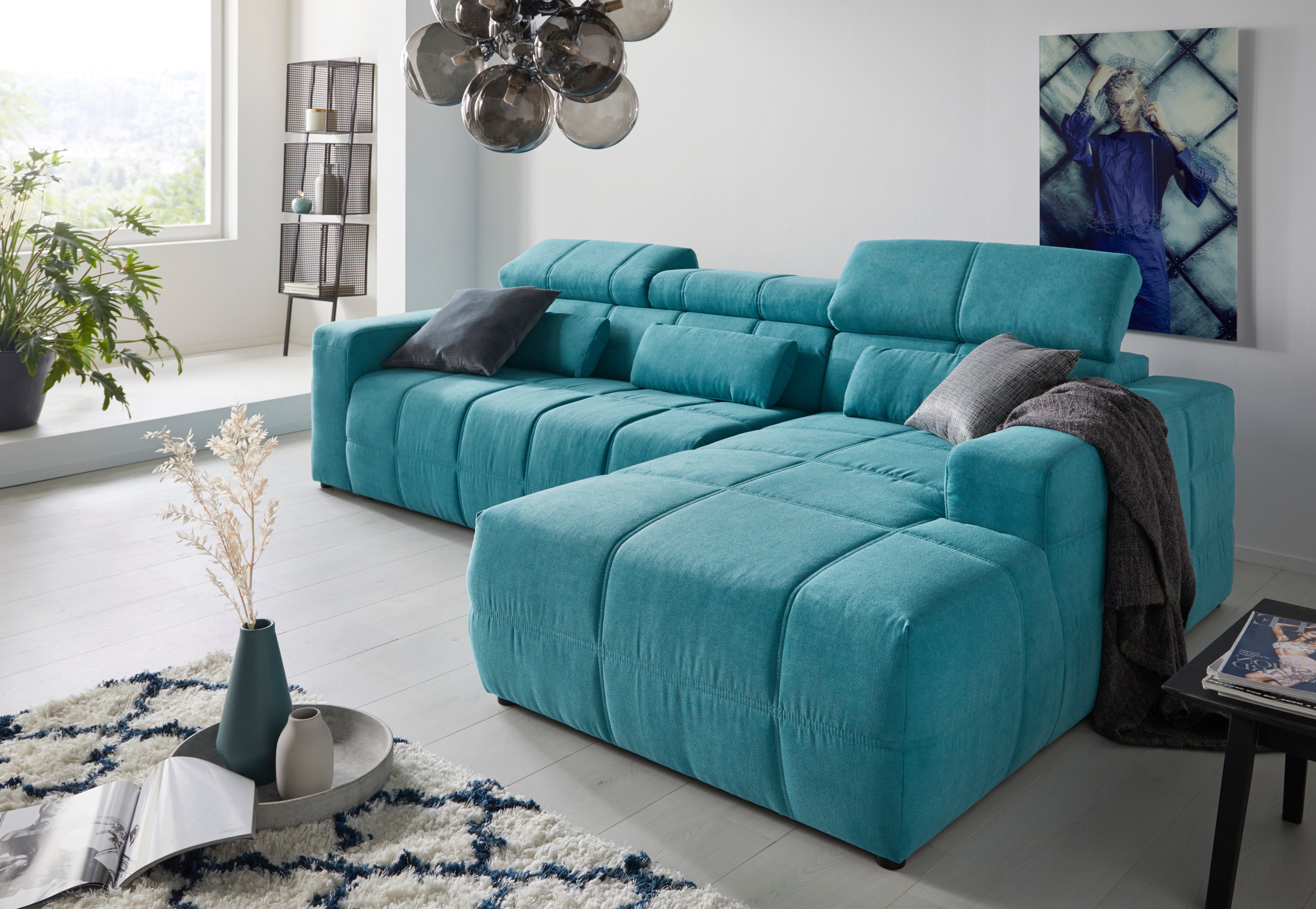 DOMO collection Hoekbank Brandon B/D/H: 289/177/80 cm, keuze met zitdiepteverstelling, L-vorm