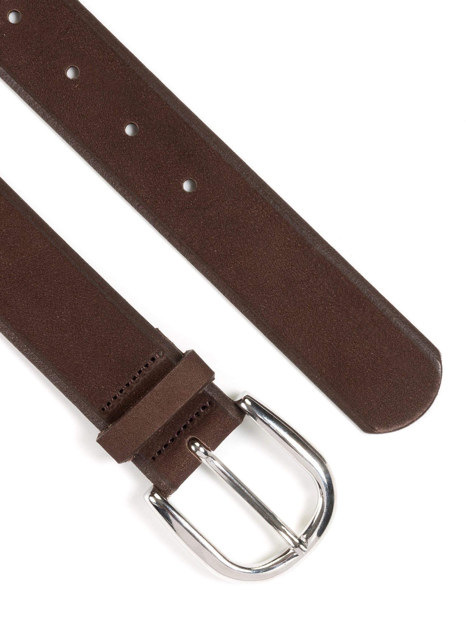 MONTI Leren riem Pavia van nubuckleer met glanzende gesp - 3,5 cm breed