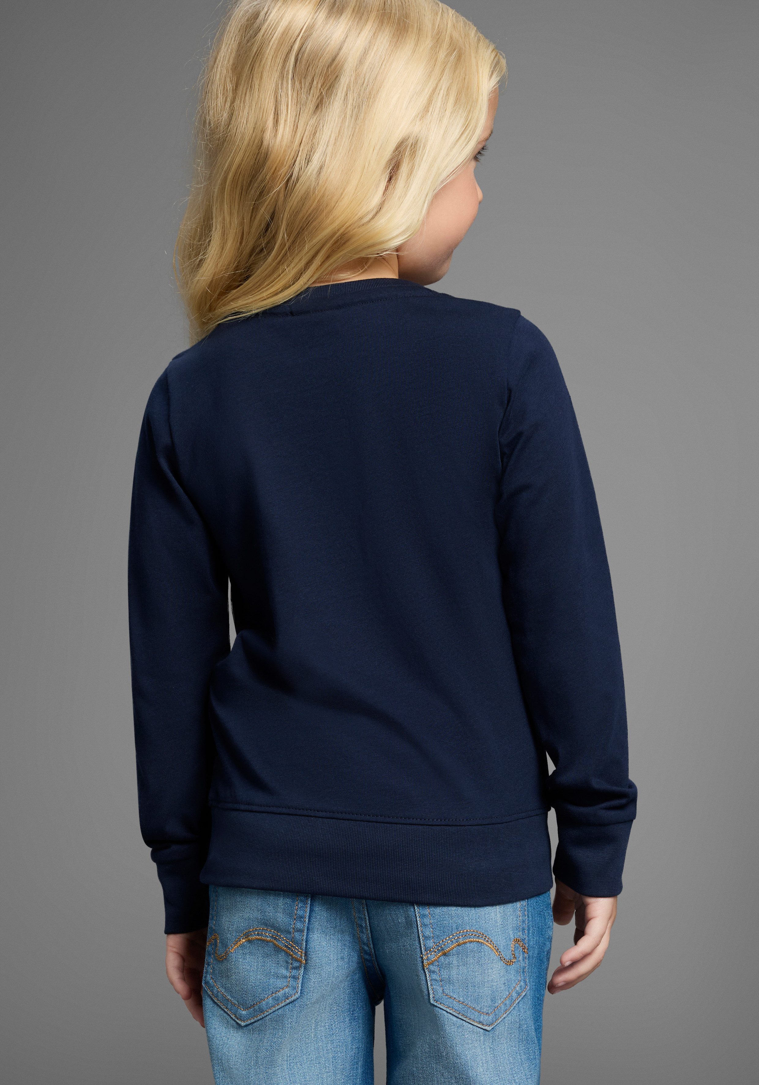 KangaROOS Shirt met lange mouwen Met inzetstukken voor kleine meisjes Shirt met modieuze inzetstukken en logoborduurwerk