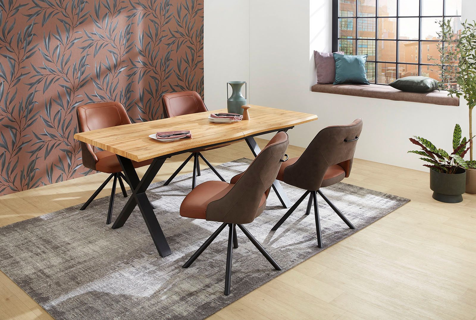 Jockenhöfer Gruppe Eettafel Martin Uittrektafel in boomrandlook, 2 maten