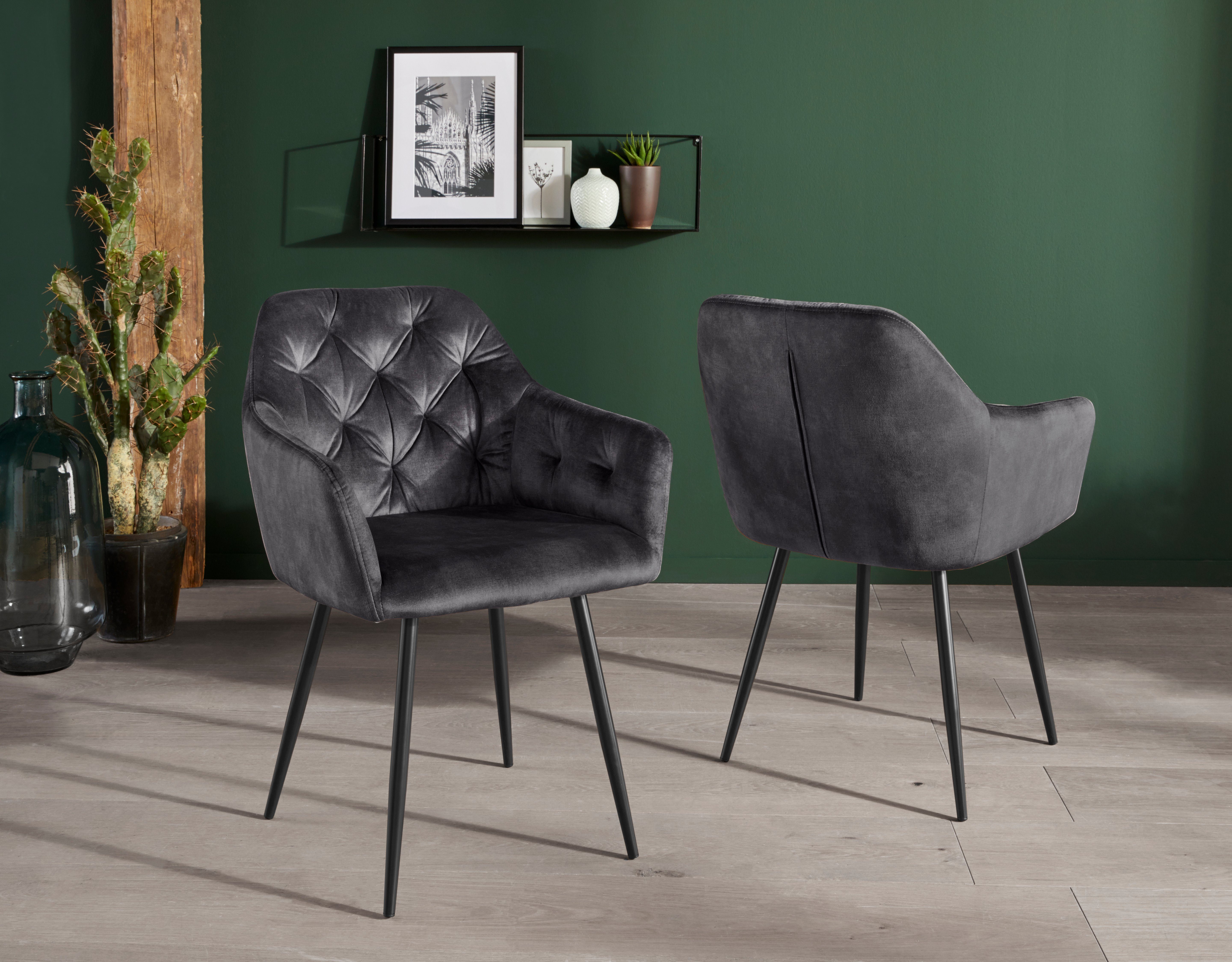 HELA Eetkamerstoel Kira schaalstoel Boho, bestseller Stoel met armleuningen fluweel of microvezel bekleding (set, 2 stuks)
