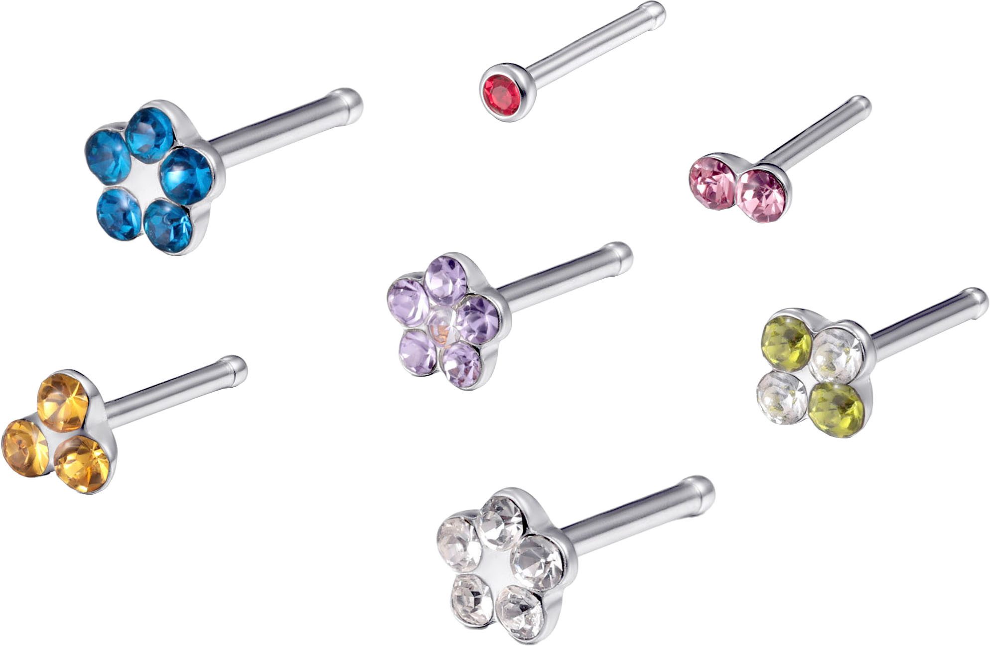 Firetti Neuspiercing-set Multipack sieraden cadeau roestvrijstalen piercing neussteker bloem...