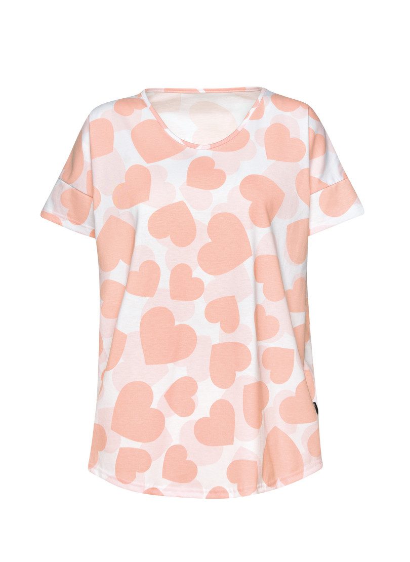 Trigema Pyjama TRIGEMA oversized T-shirt met allover hartjes-print (1-delig)