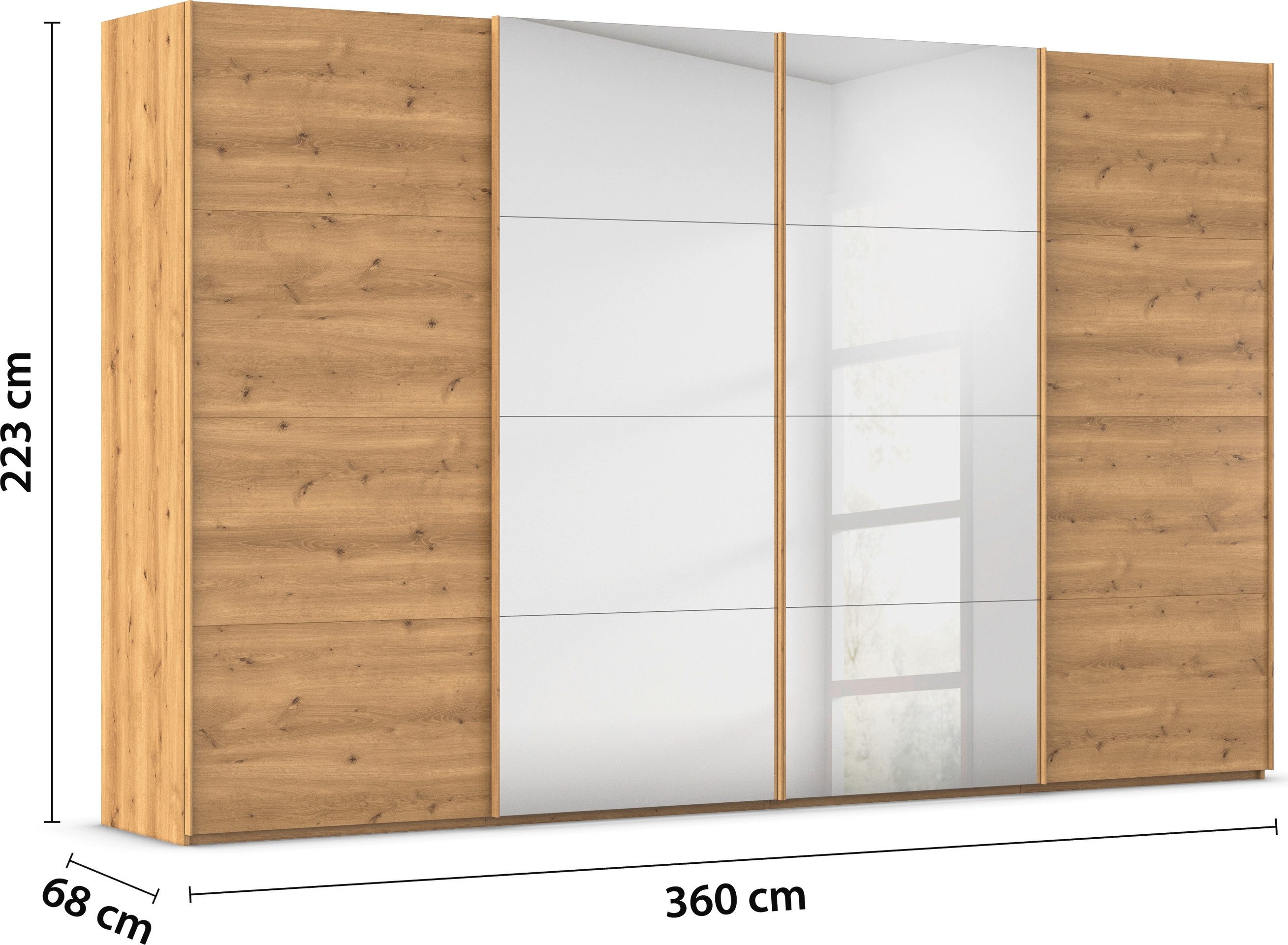 rauch Schuifdeurkast Kledingkast Kast Garderobe Slaapkamerkast SCALE-FYRA edel vierdelige deuren met spiegel en veel kleuren made in germany