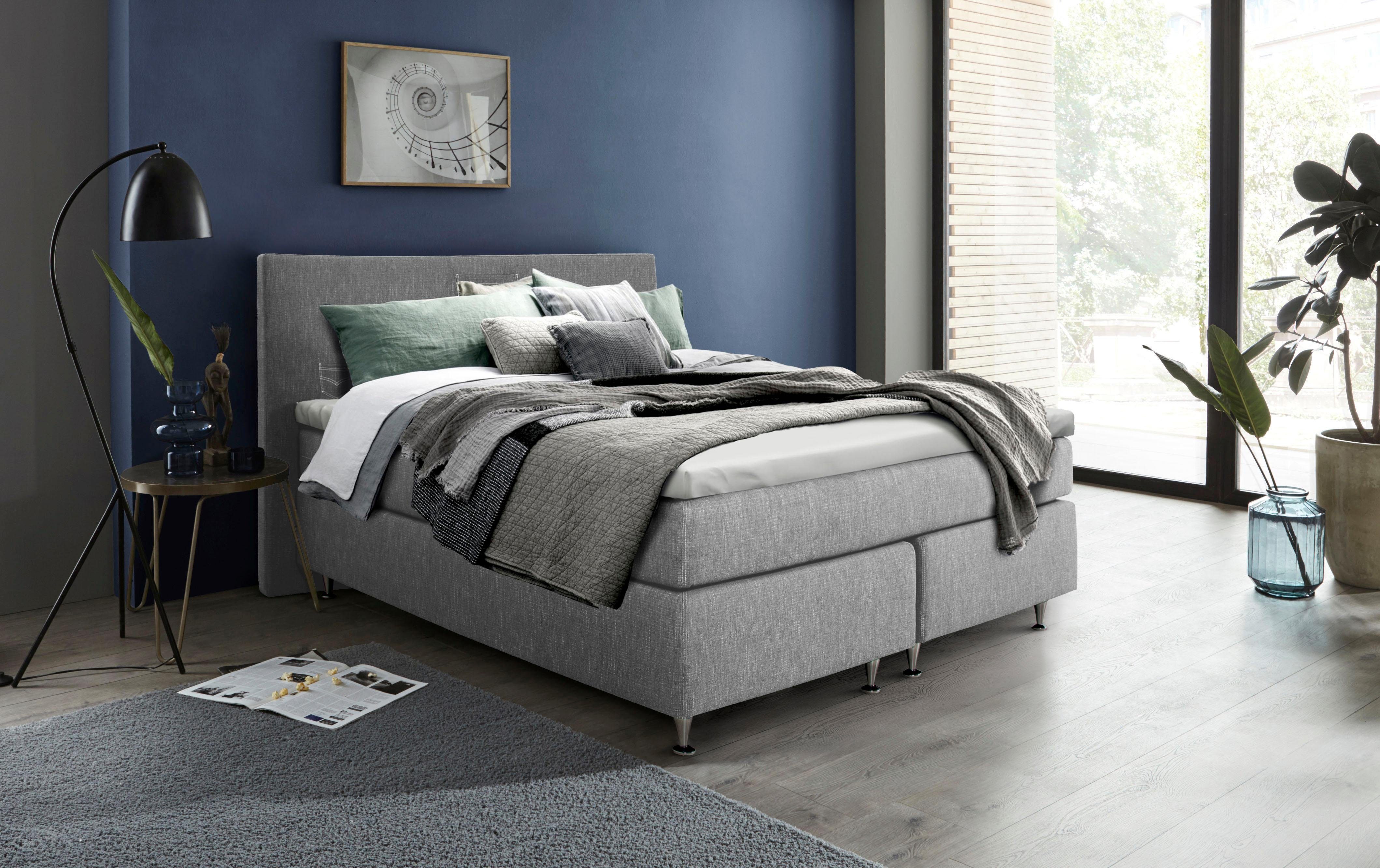 INOSIGN Boxspring Zahara incl. topmatras, bijzondere highlight: opgestikte jeanszakken - look