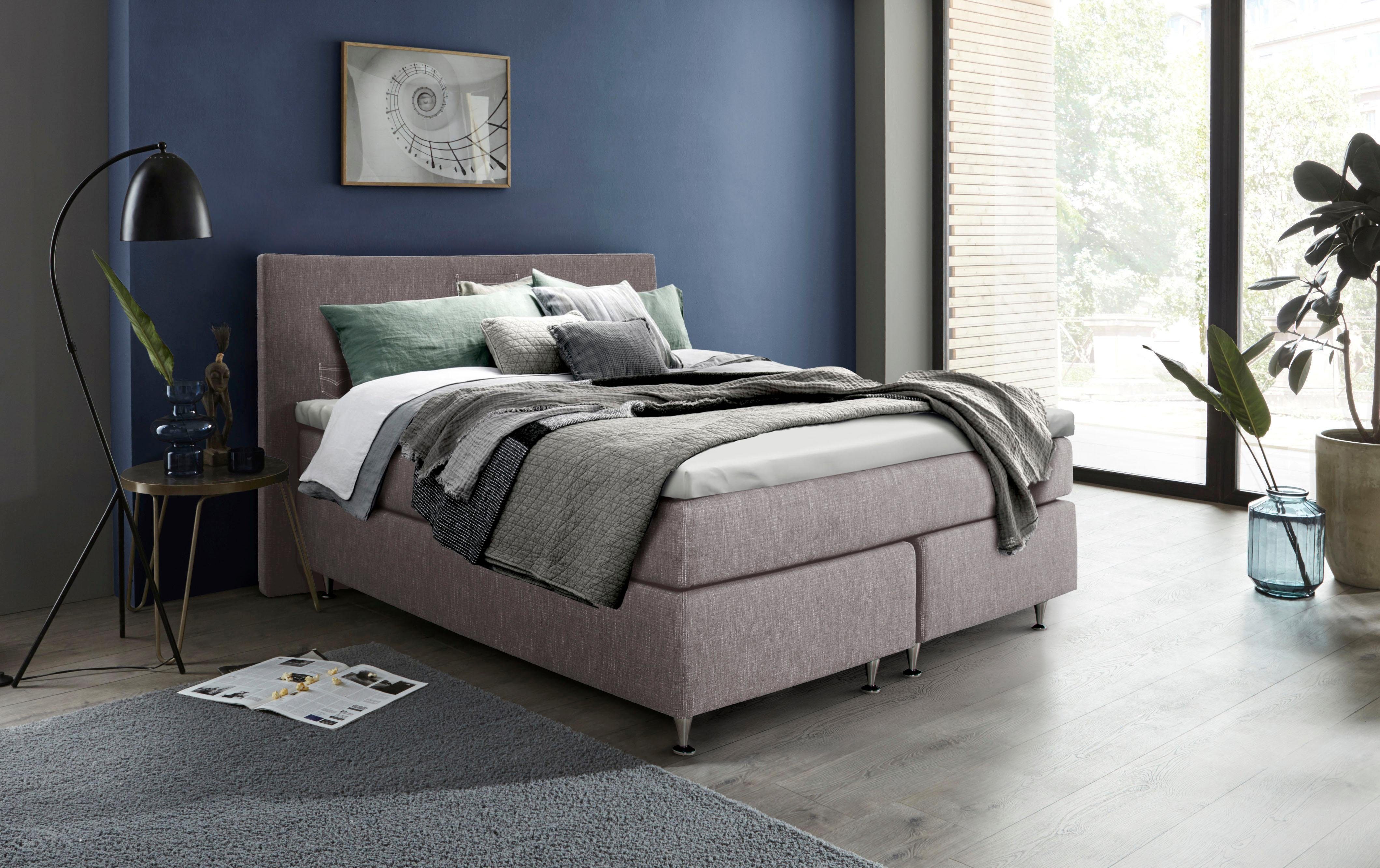 INOSIGN Boxspring Zahara incl. topmatras, bijzondere highlight: opgestikte jeanszakken - look